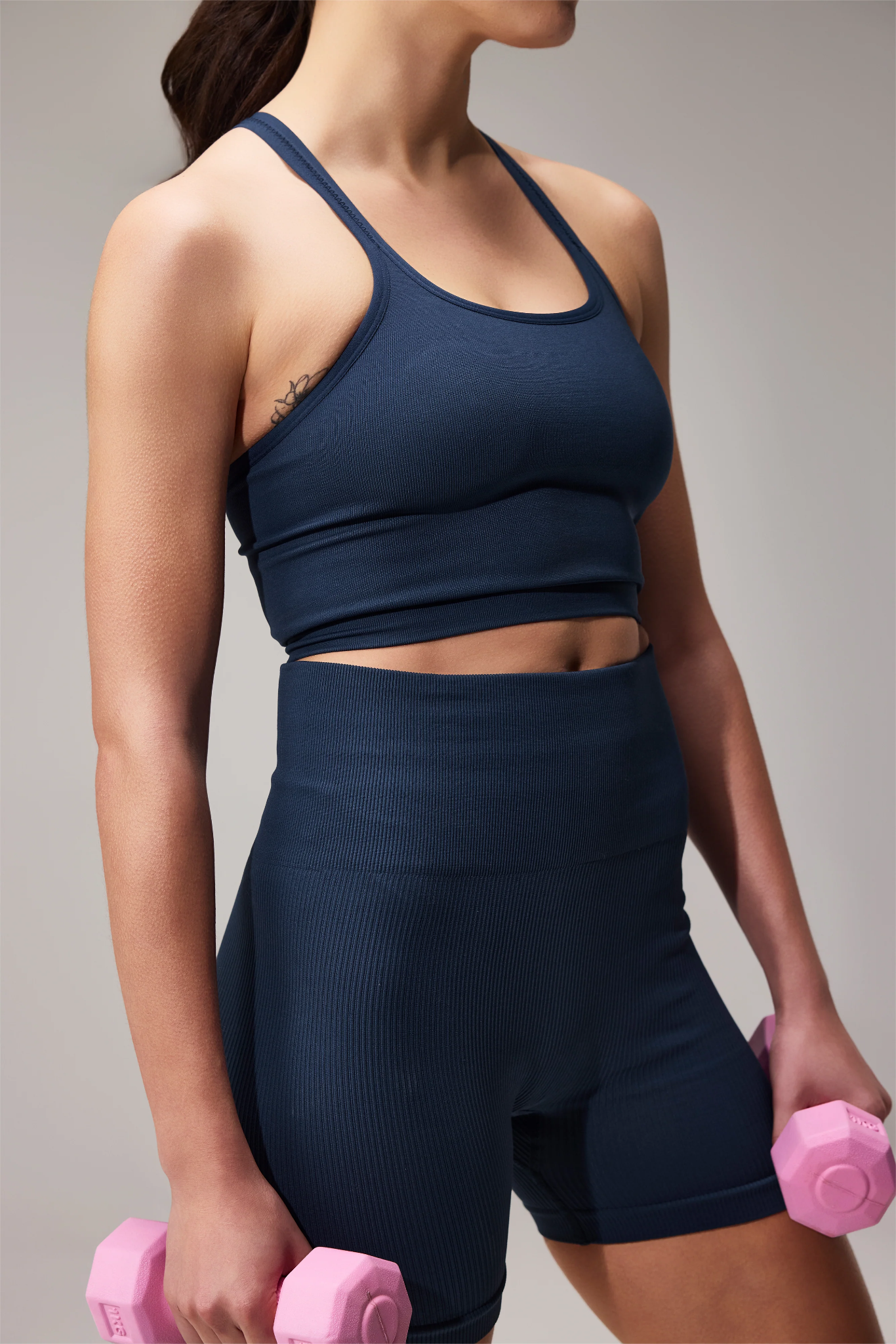 SEAMLESS CROSS BRA - NAVY BLUE