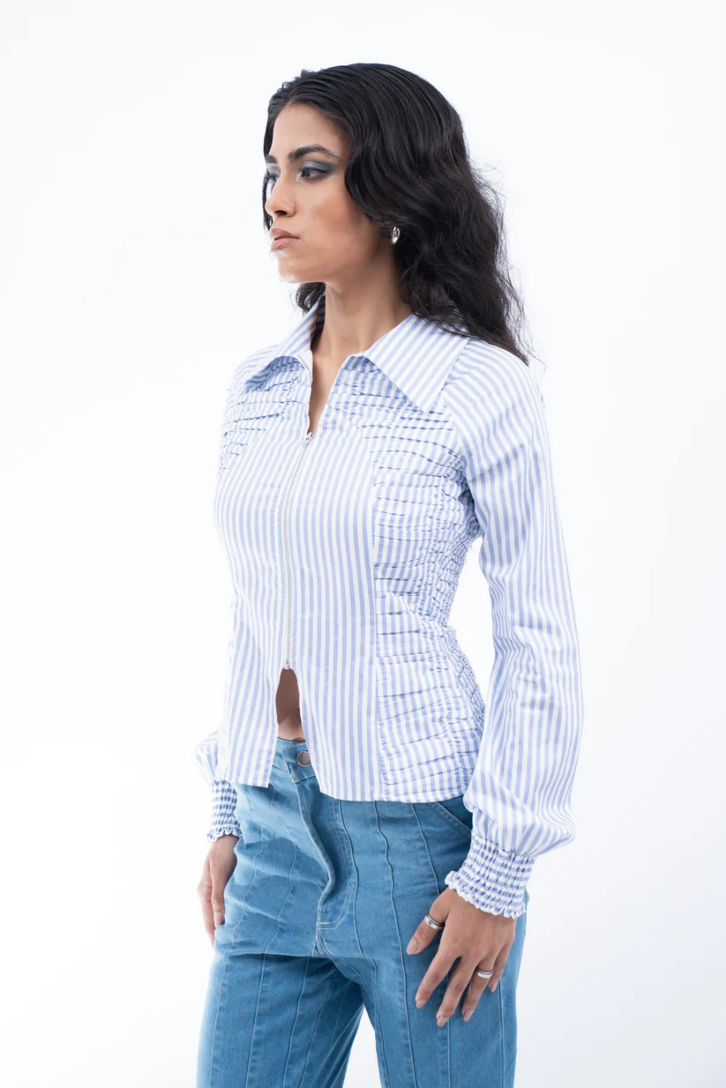 striped zipper shirt