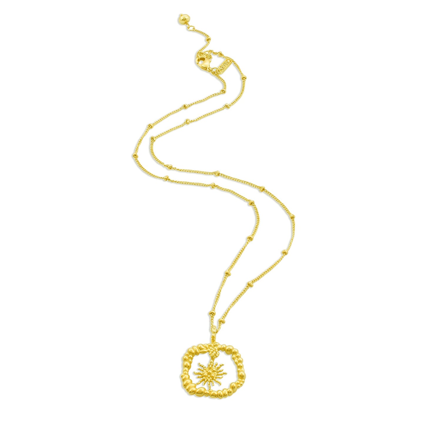 Granulated Sun Burst Charm Necklace