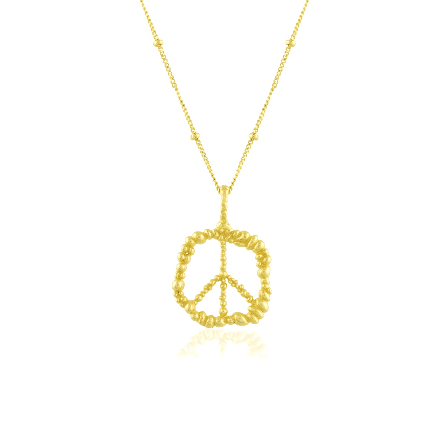 Granulated Peace Charm Necklace