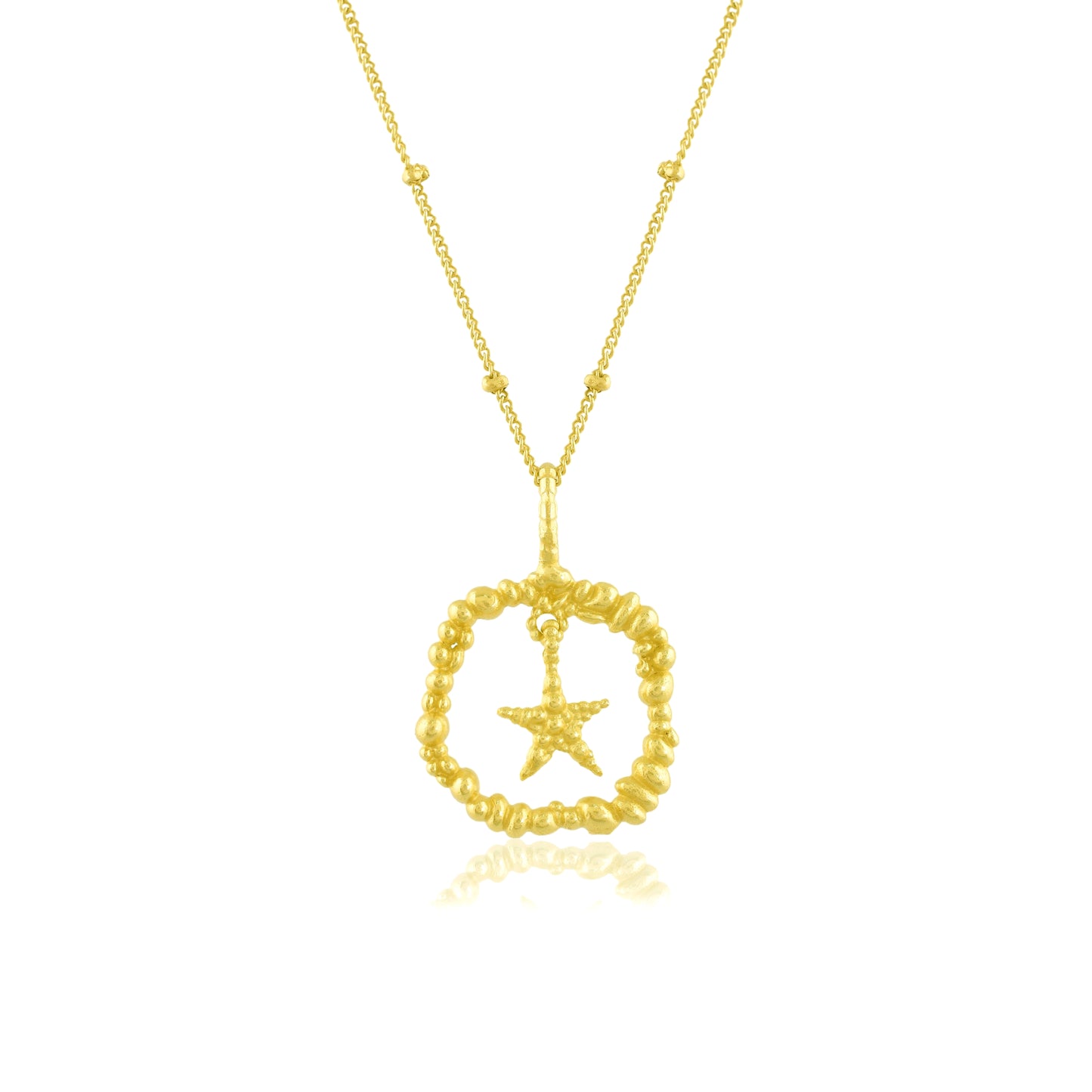 Granulated Star Charm Necklace