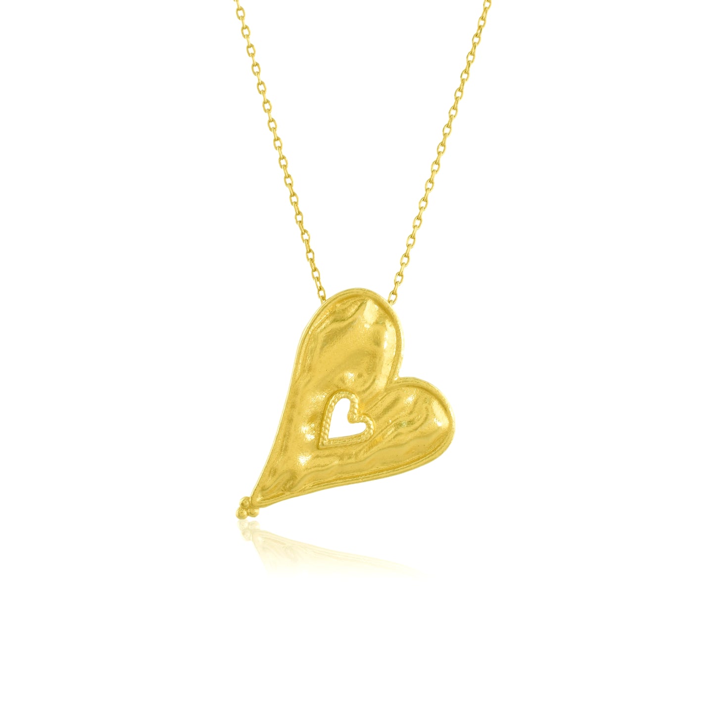 Textured Heart Chain Necklace