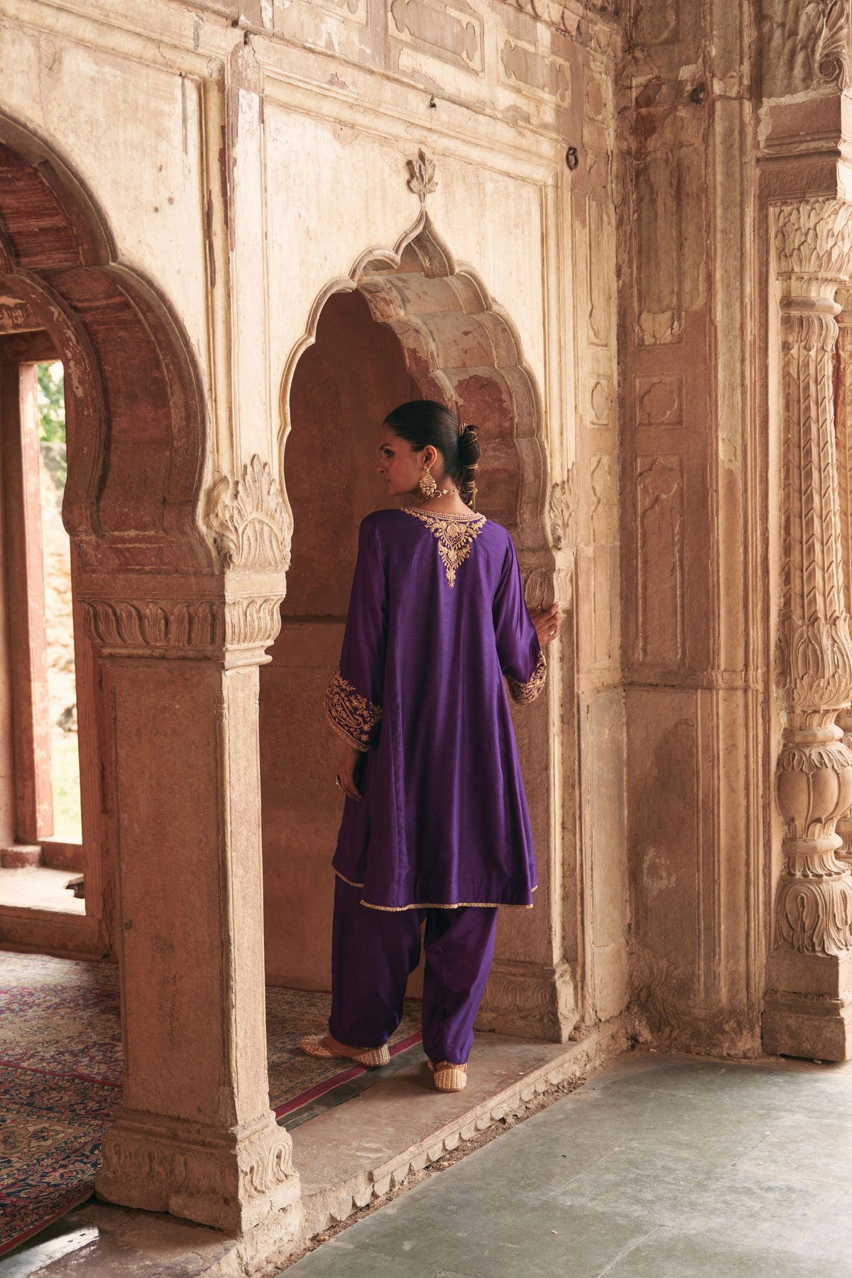 Marwa - Deep Purple Short Chauga With Salwar