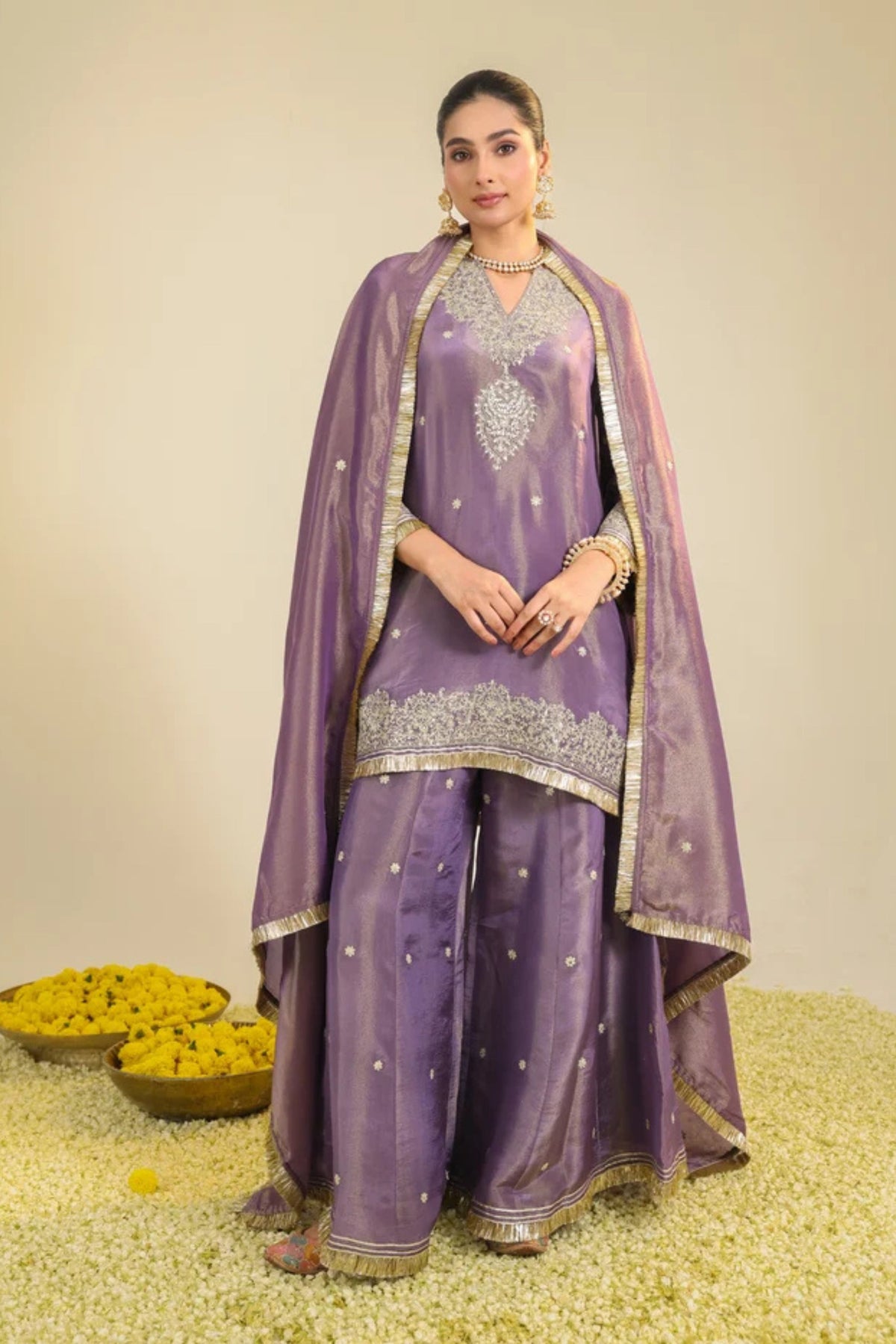 Purple Shimmer Begum Kurta Set