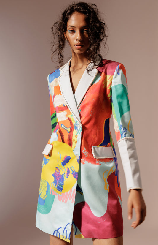 Island Colour Block Blazer Dress