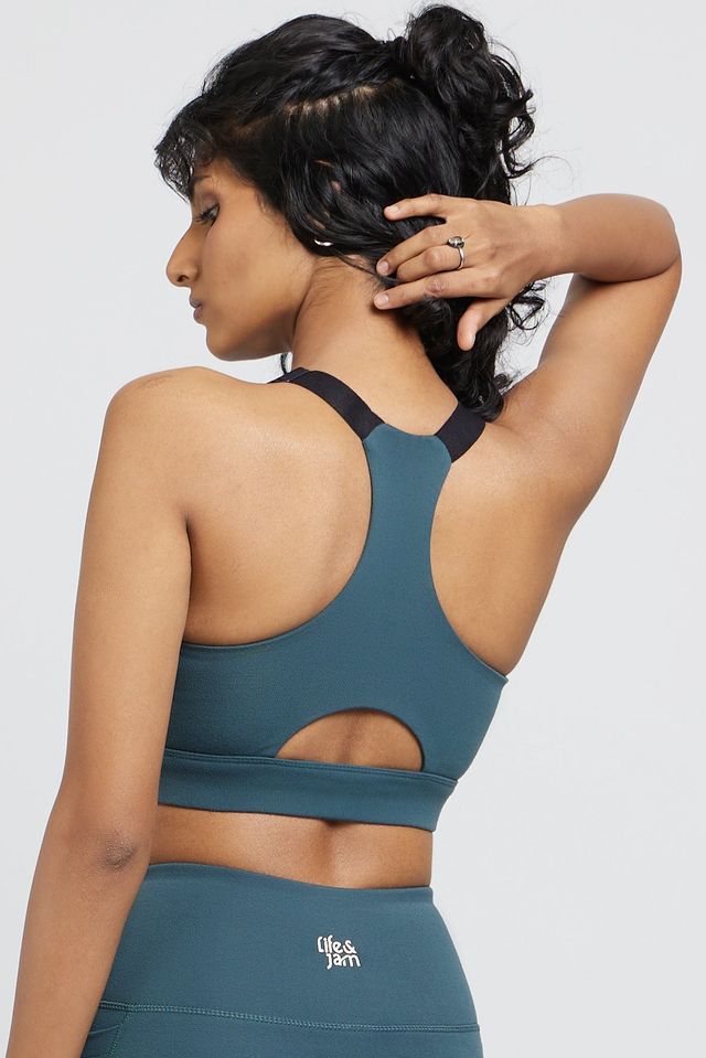 Adjustable Straps Sports Bra - Jungle Green