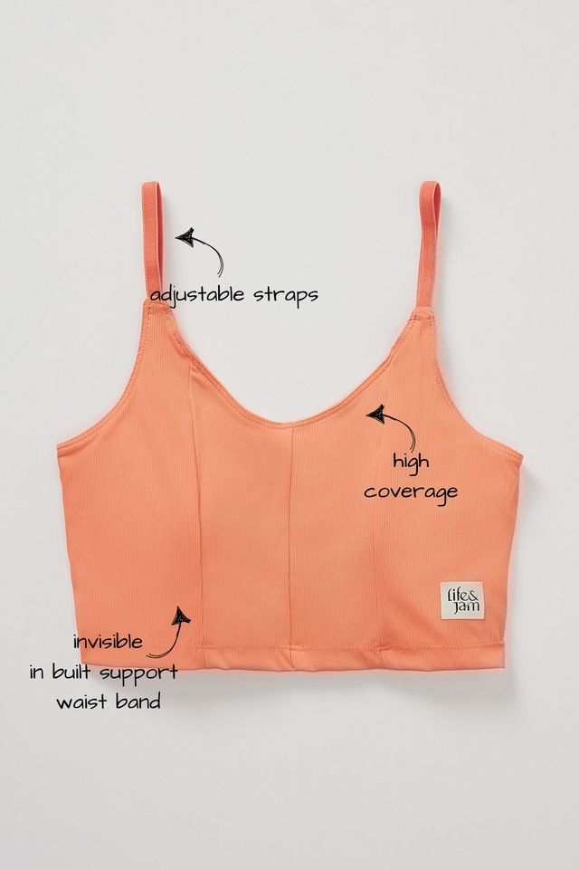 Breezy Ribbed Padded Sports Bra - Cozy Peach