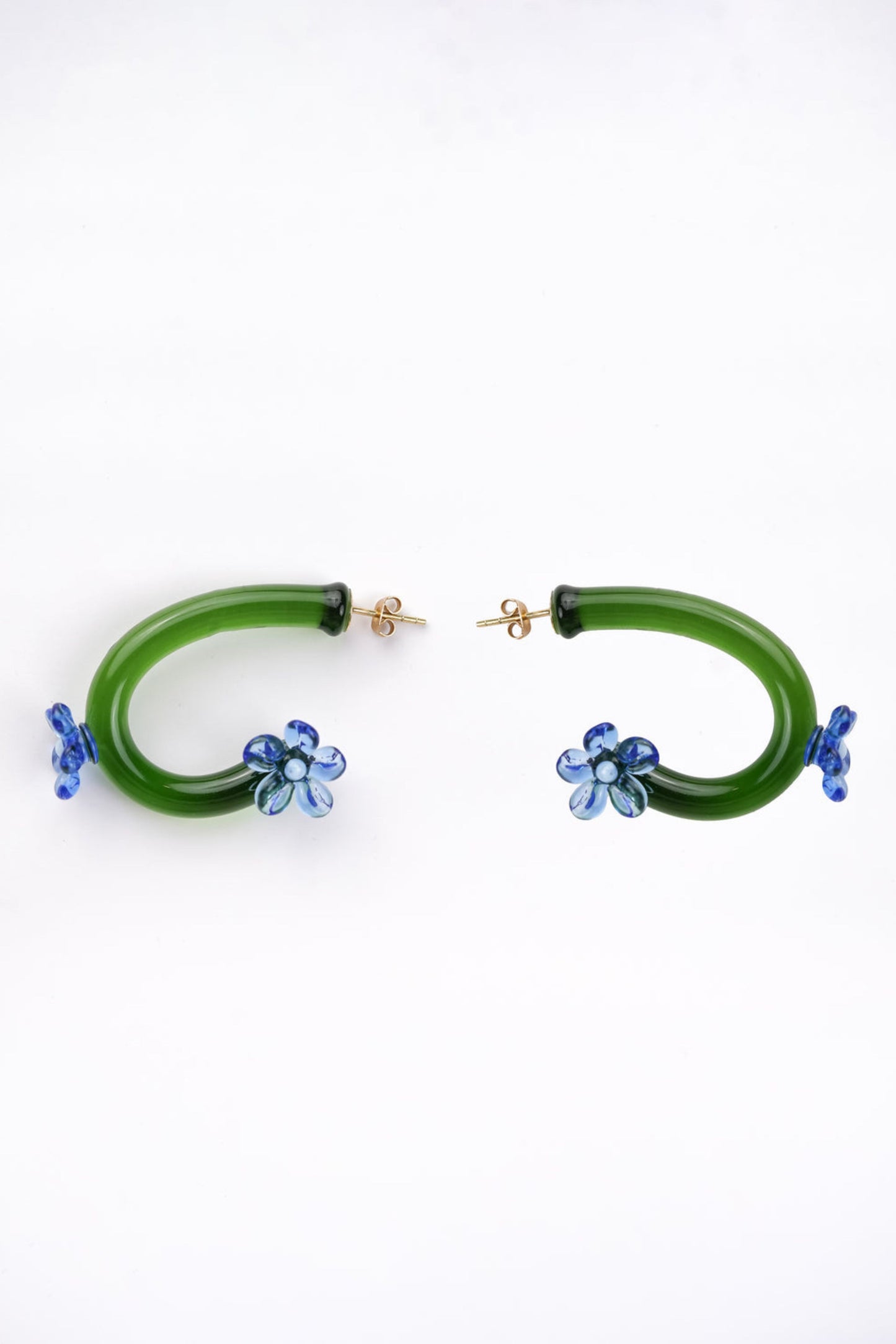 Curly Flower Hoop earrings (Green)