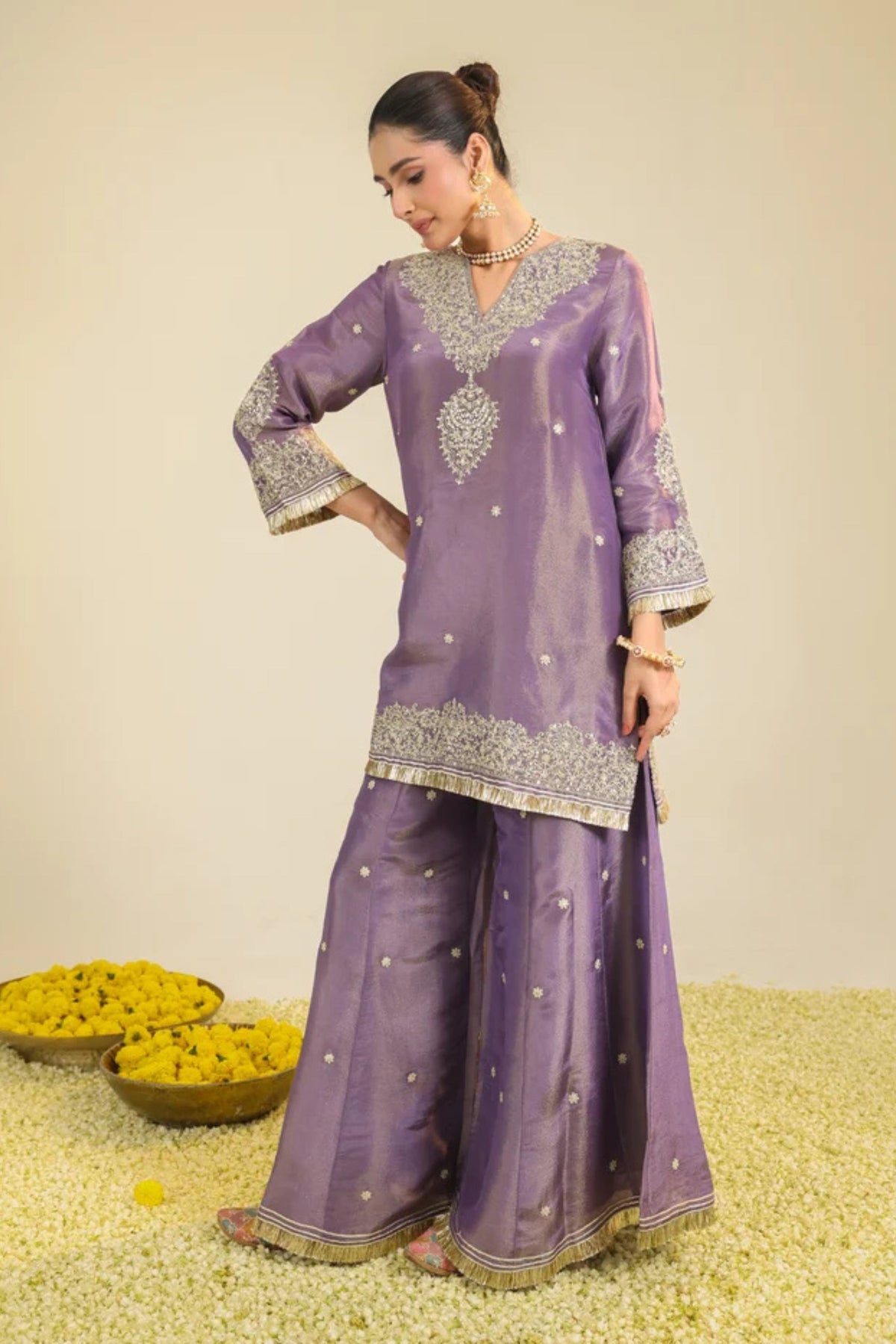 Purple Shimmer Begum Kurta Set