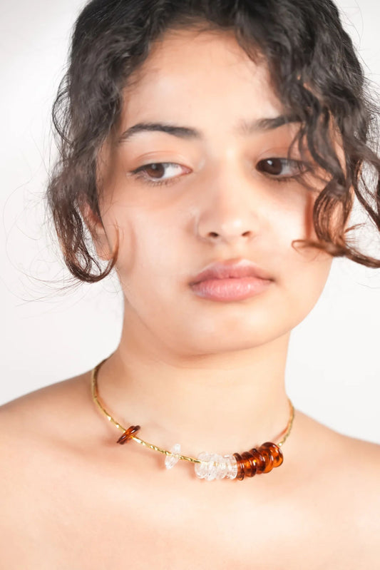 Beaded Choker in Amber