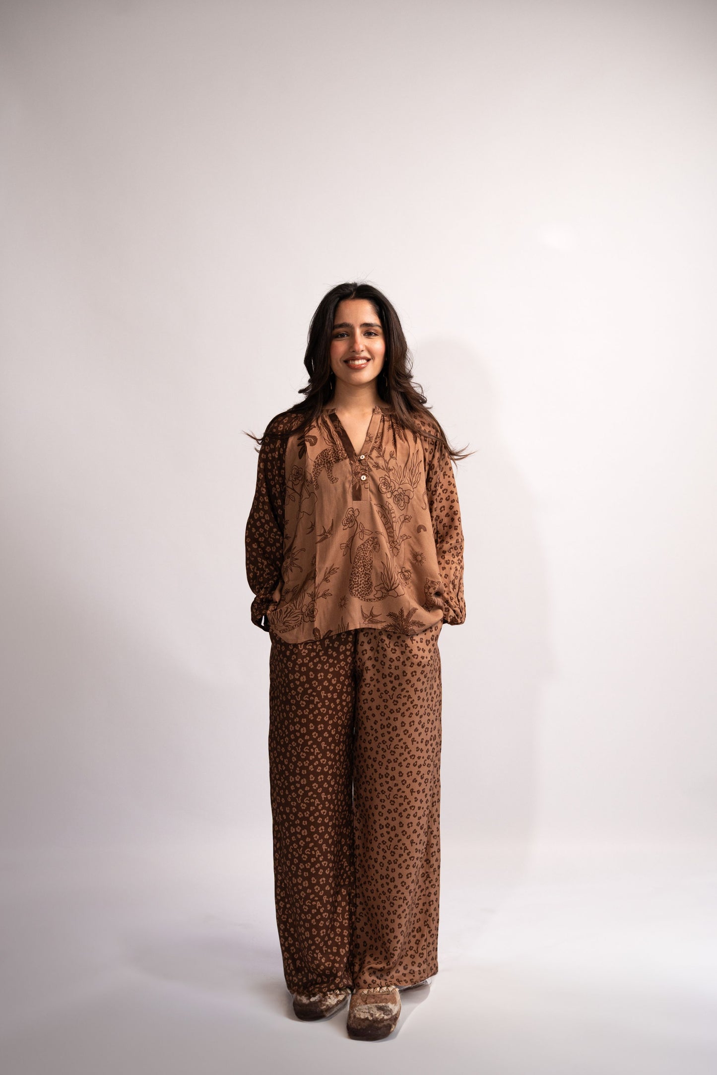 Safari balloon sleeve top