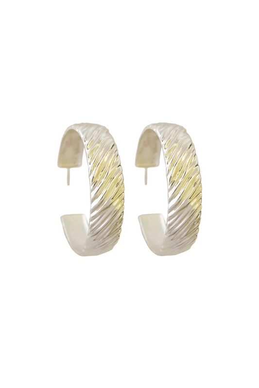 Mira Silver Textured Hoops