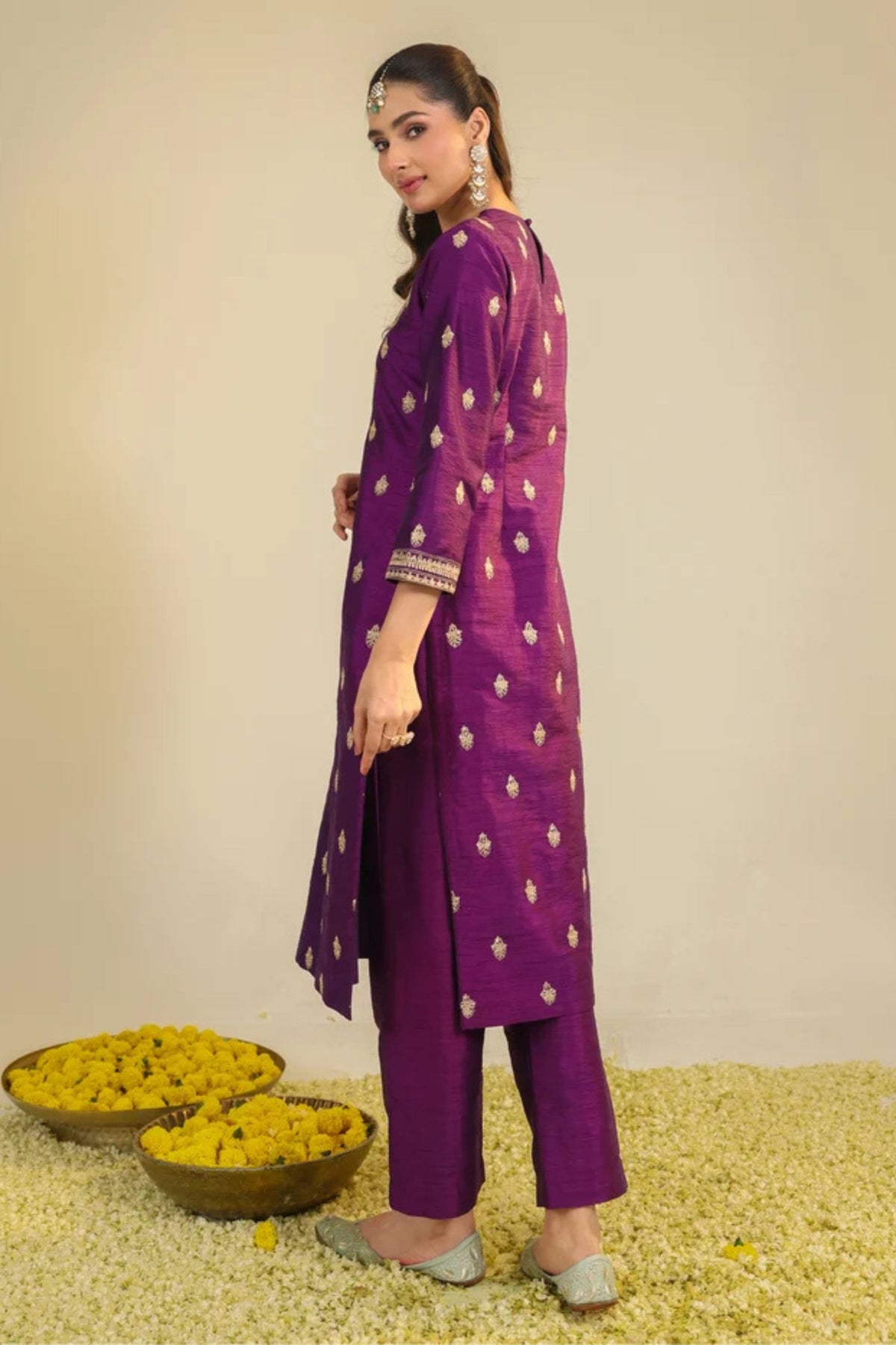 Purple Muktalif Kurta Set