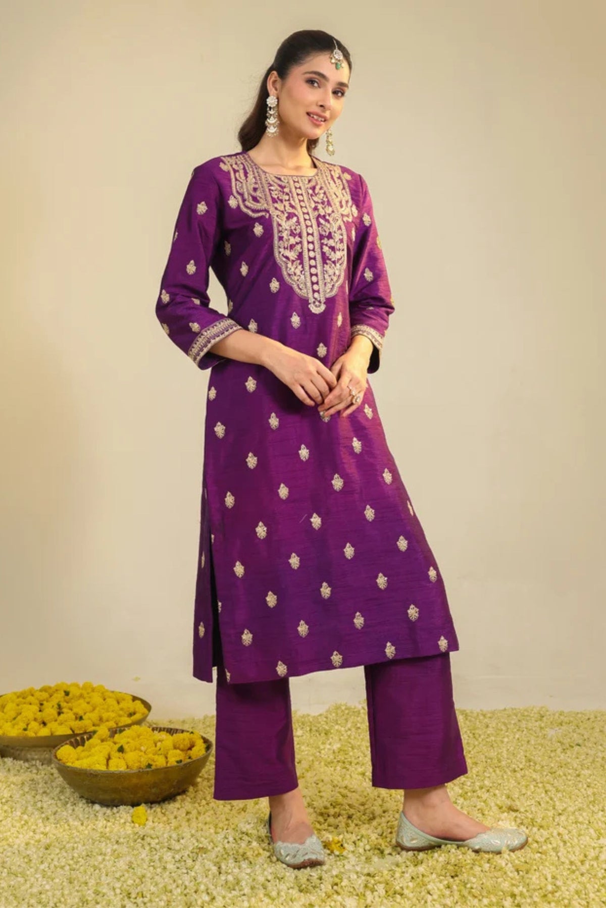 Purple Muktalif Kurta Set