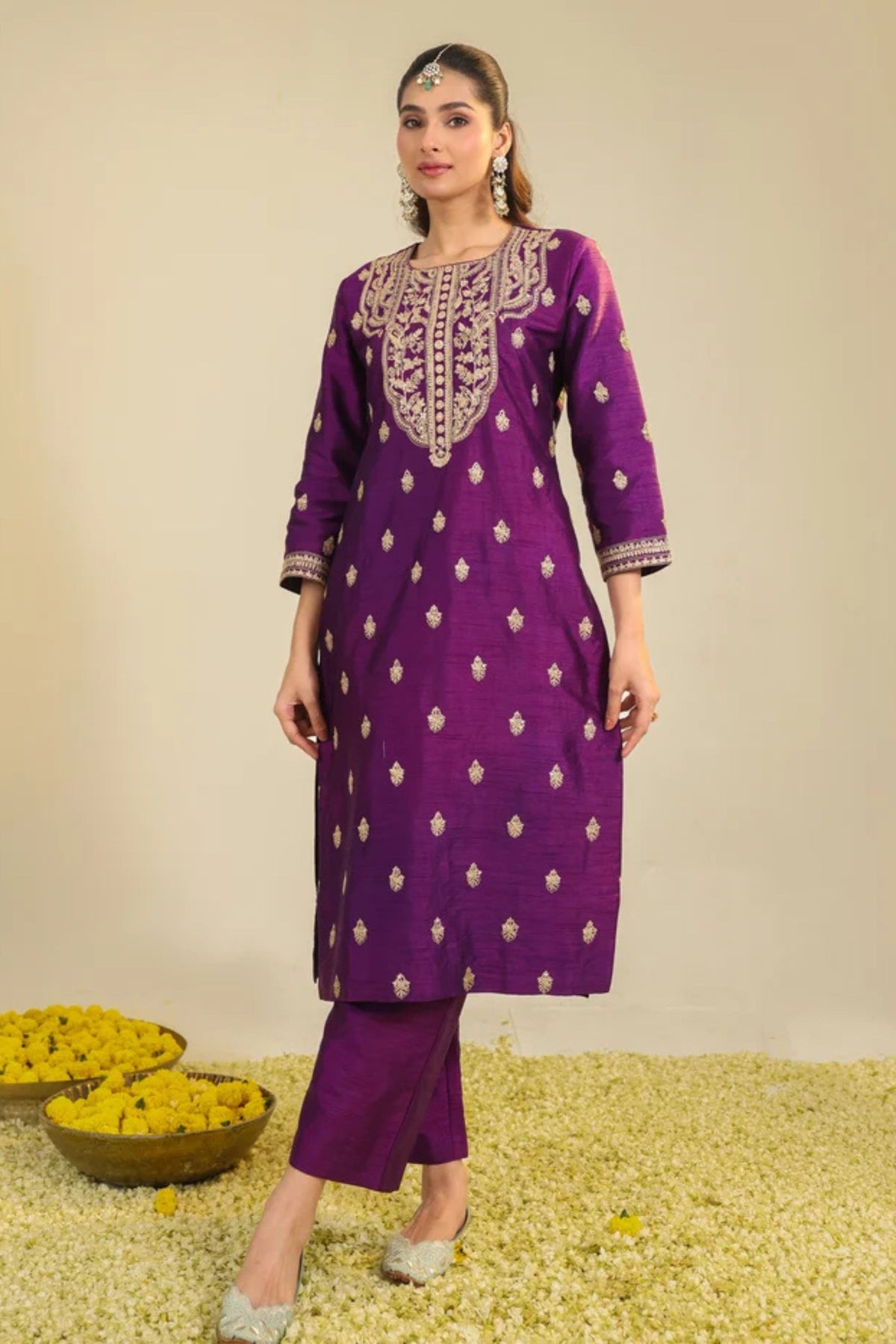 Purple Muktalif Kurta Set