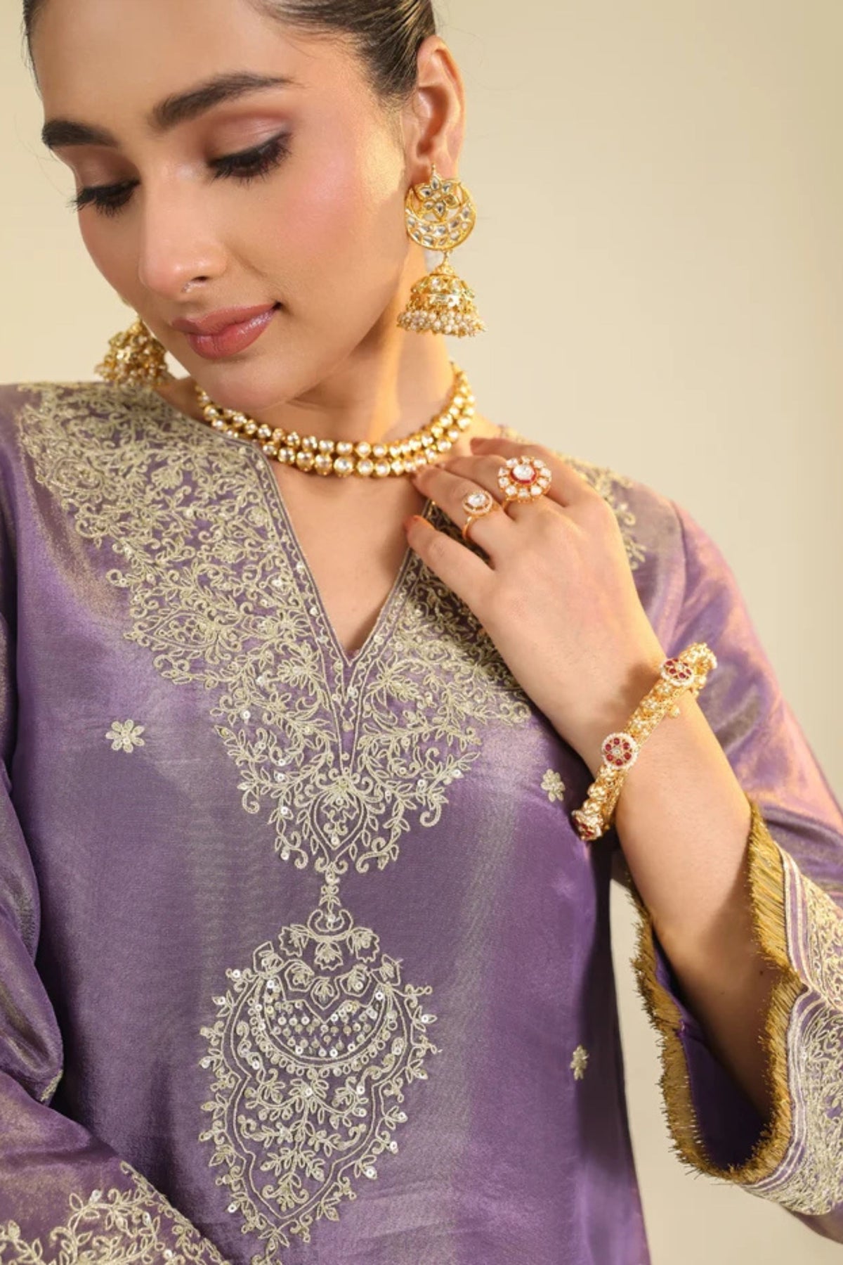 Purple Shimmer Begum Kurta Set