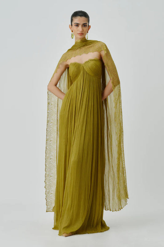 Chartreuse Ruched Dress