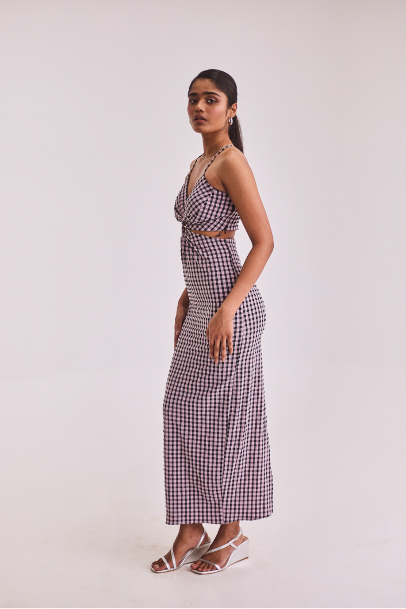 Gingham Midi with Front Ring Detail