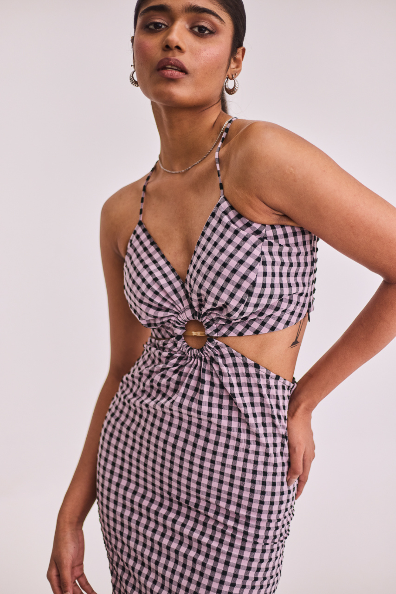 Gingham Midi with Front Ring Detail