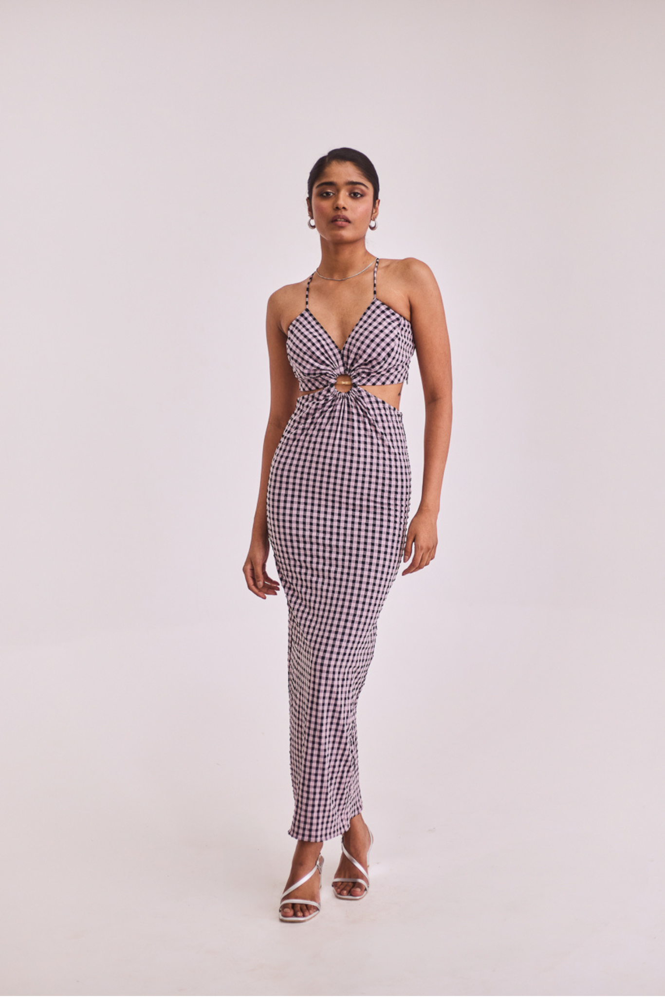 Gingham Midi with Front Ring Detail