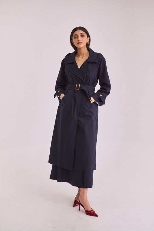 Navy Blue Trench Coat