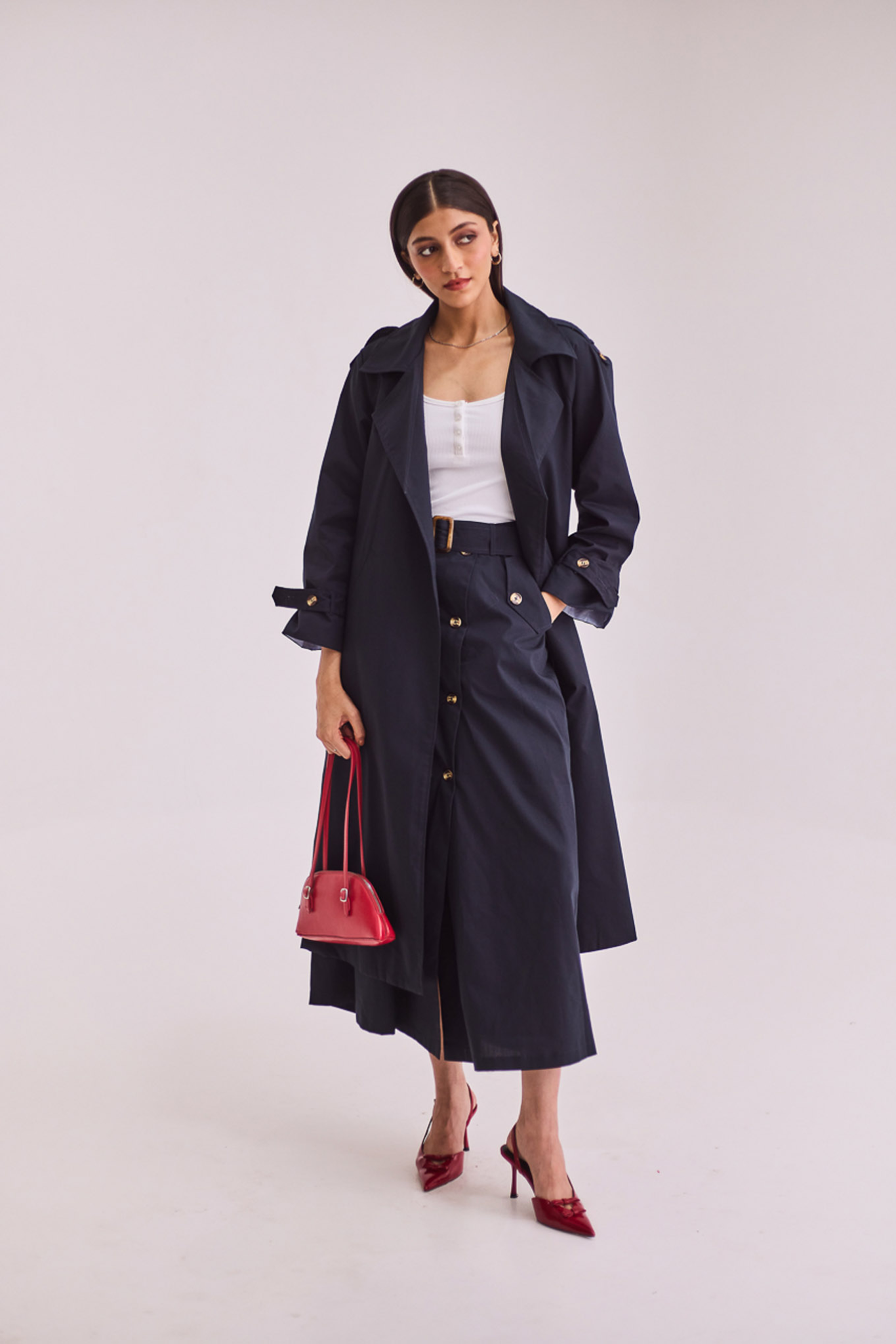 Navy Blue Trench Coat