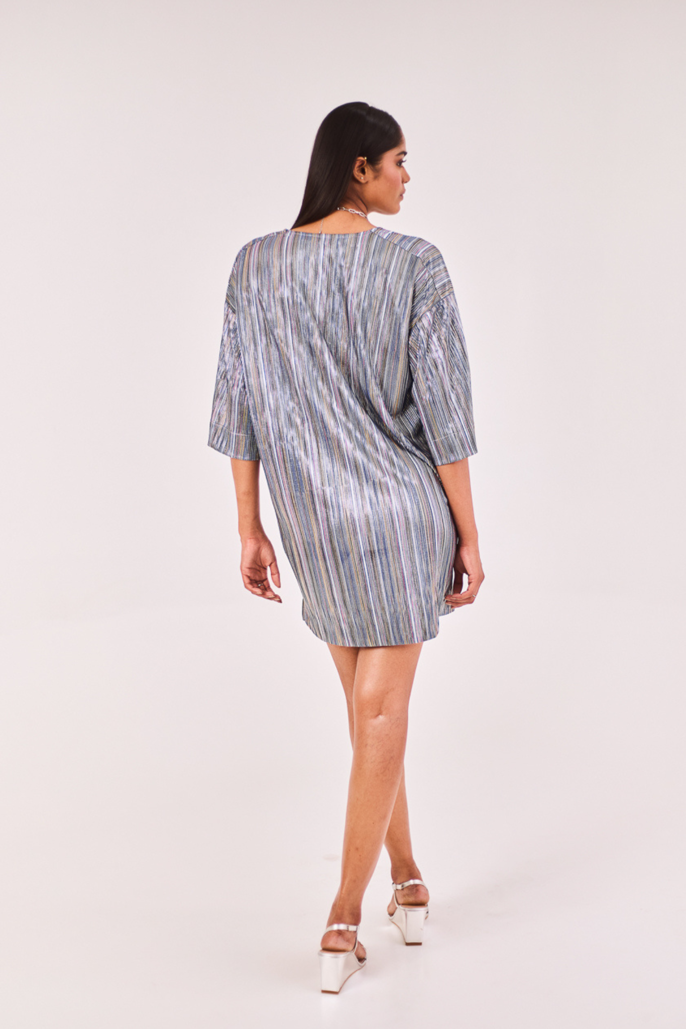 Pleated Oversized Short Dress