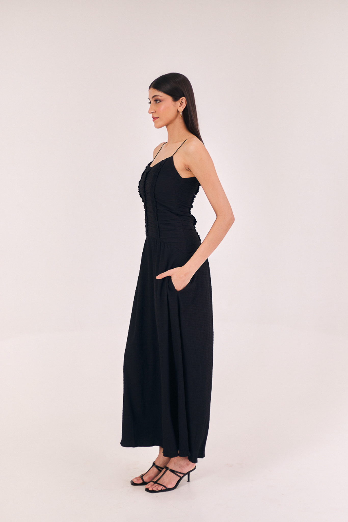Black Flared Sleeveless Dress