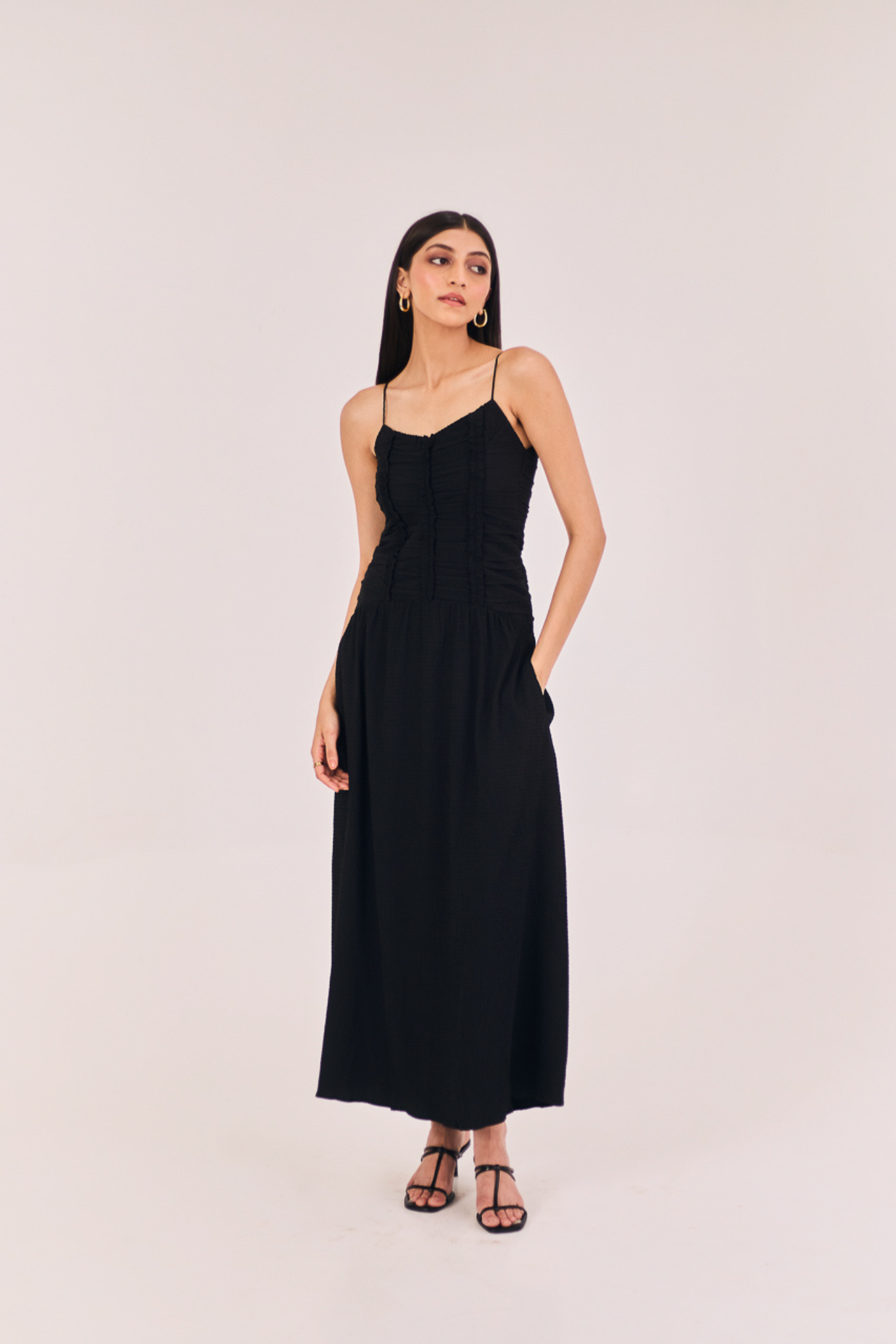 Black Flared Sleeveless Dress