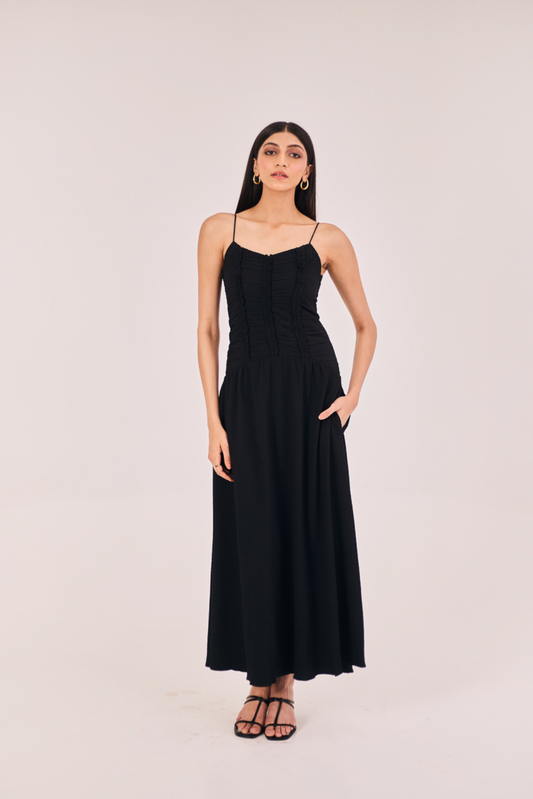 Black Flared Sleeveless Dress