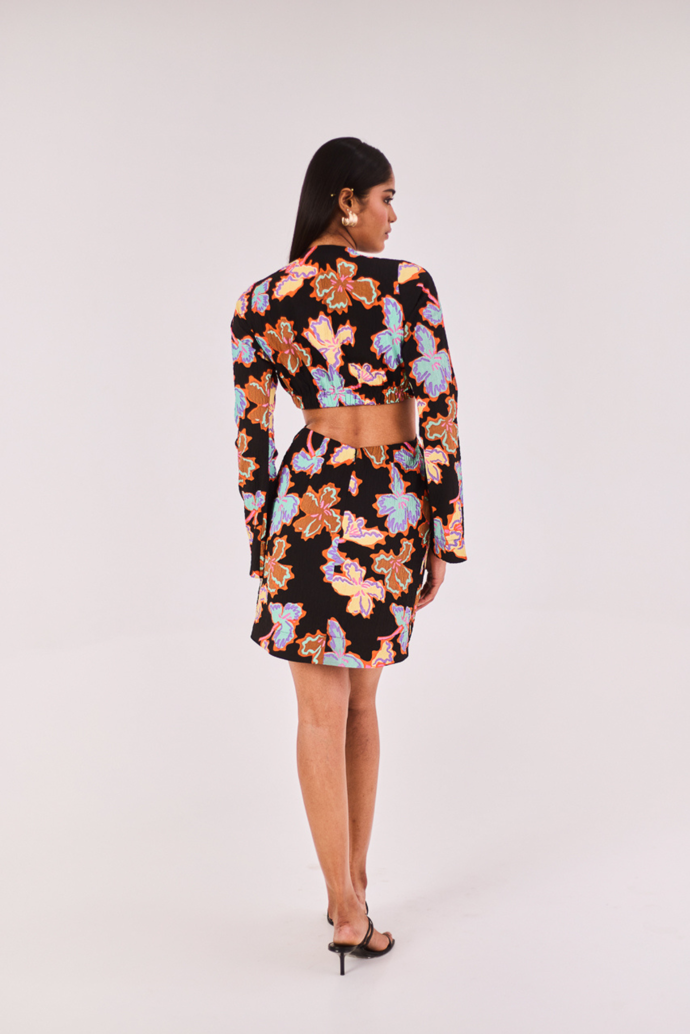Printed Mini Dress with Cut-out detail