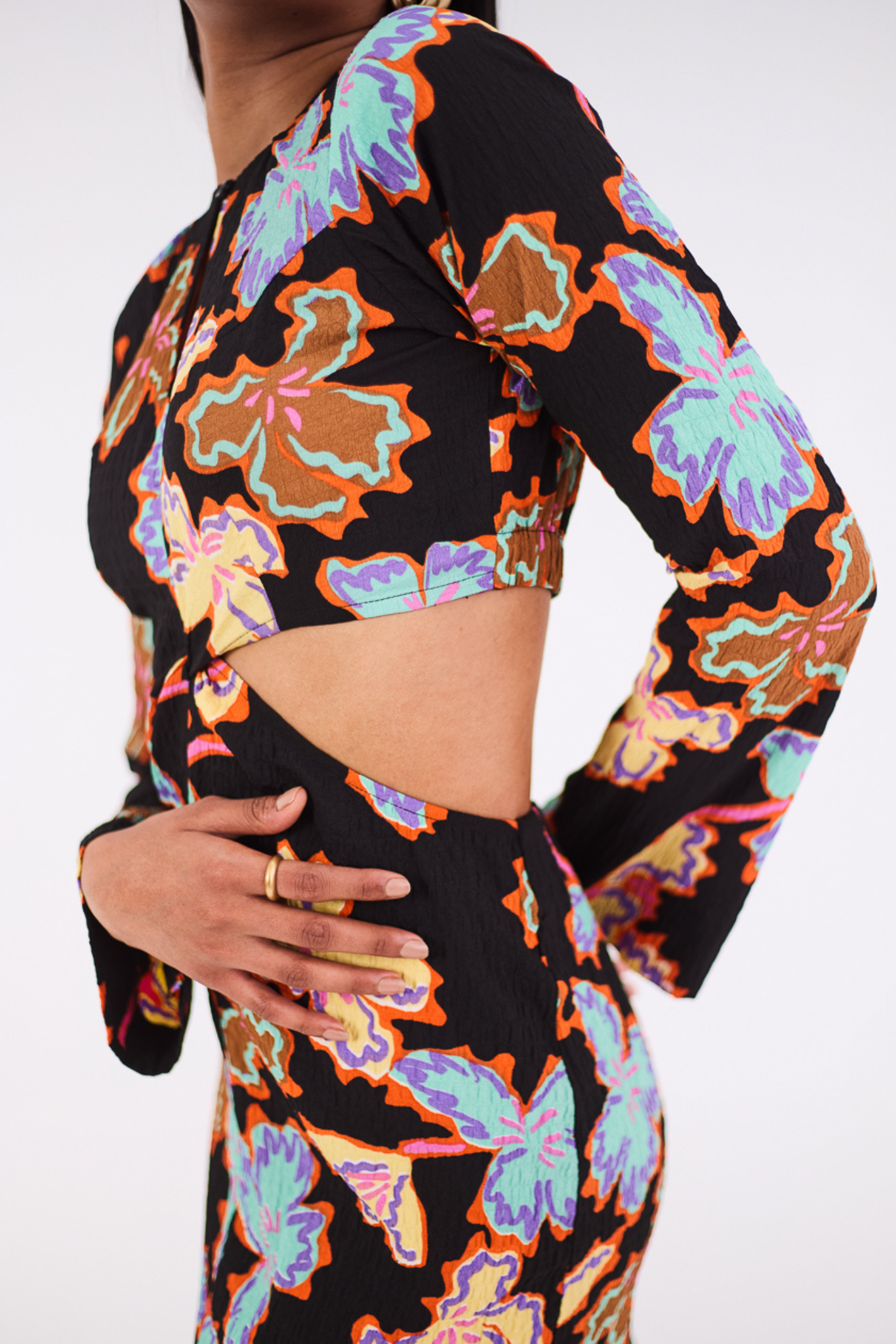 Printed Mini Dress with Cut-out detail