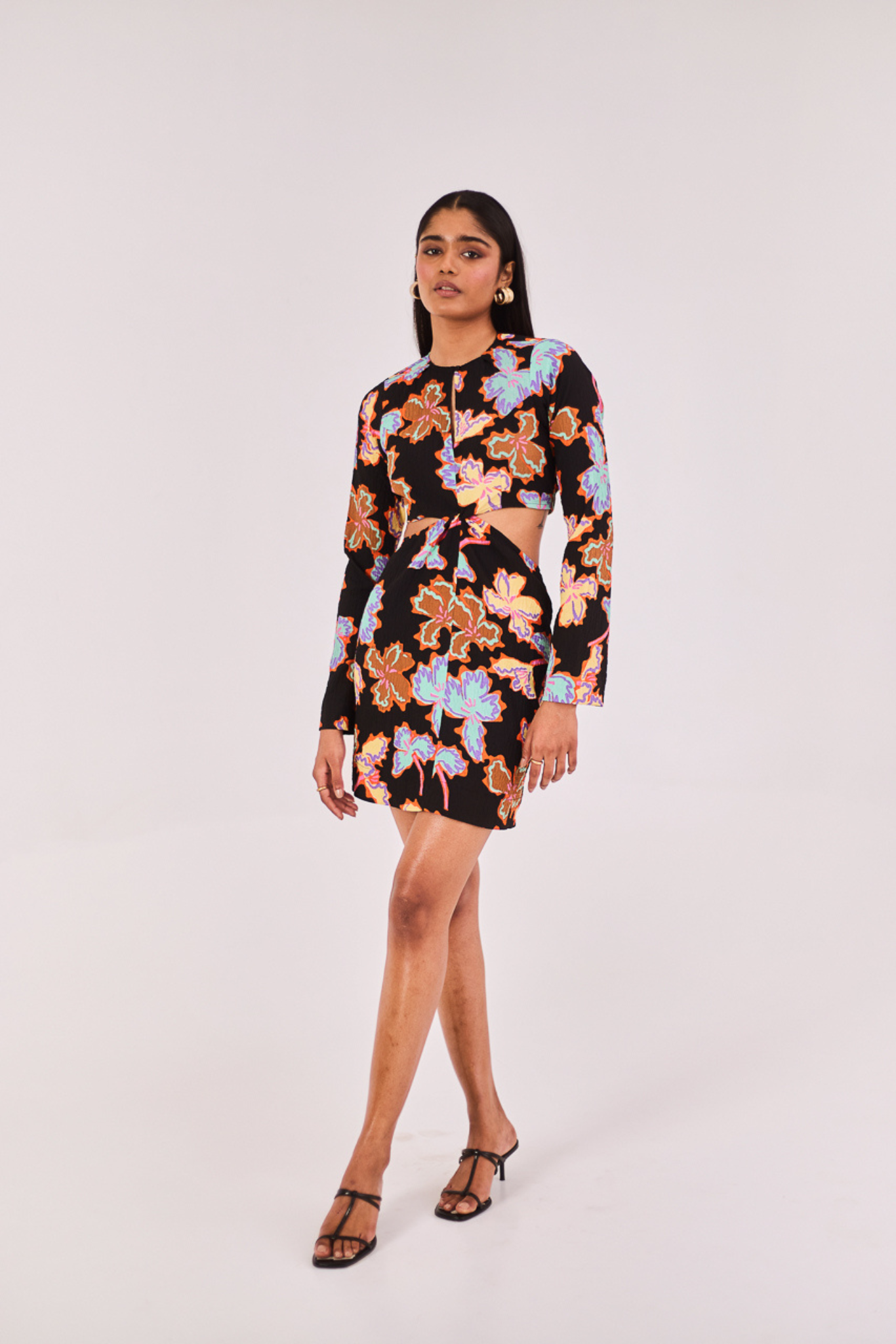 Printed Mini Dress with Cut-out detail