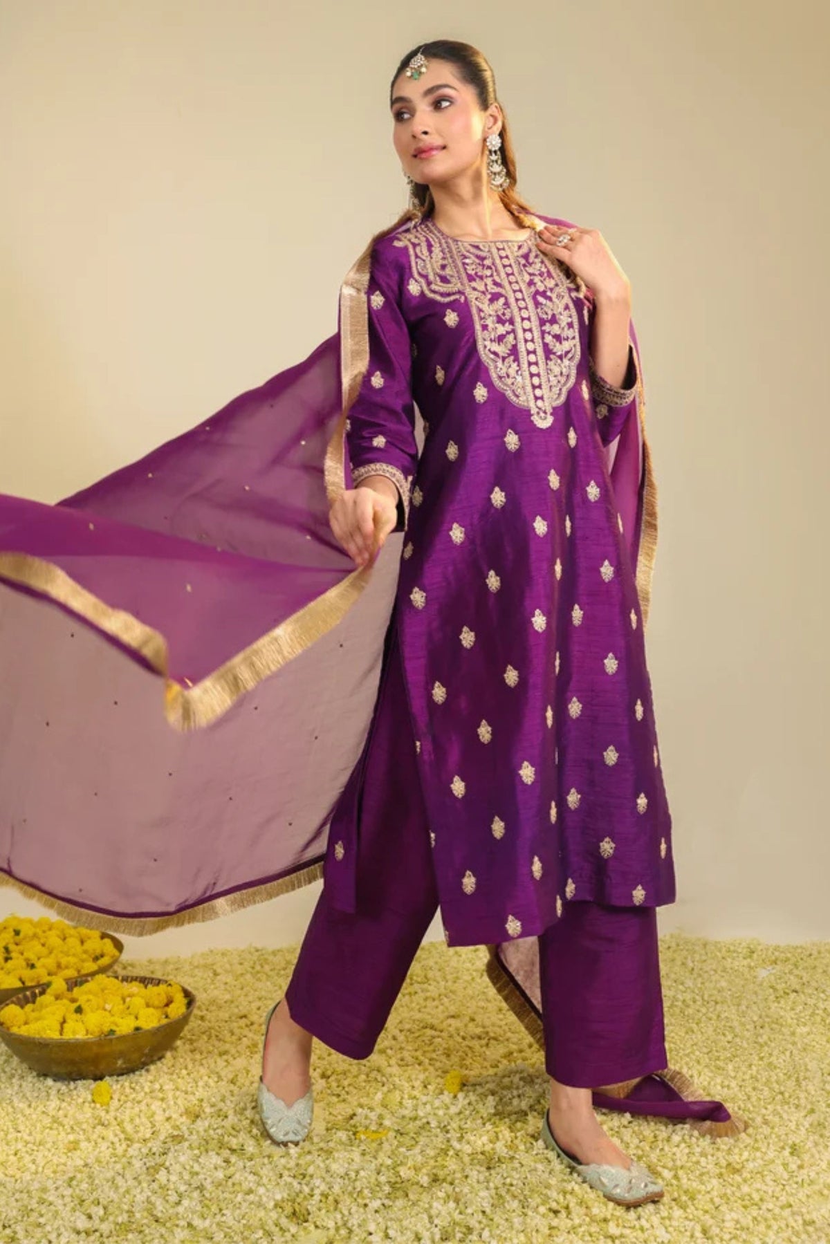 Purple Muktalif Kurta Set