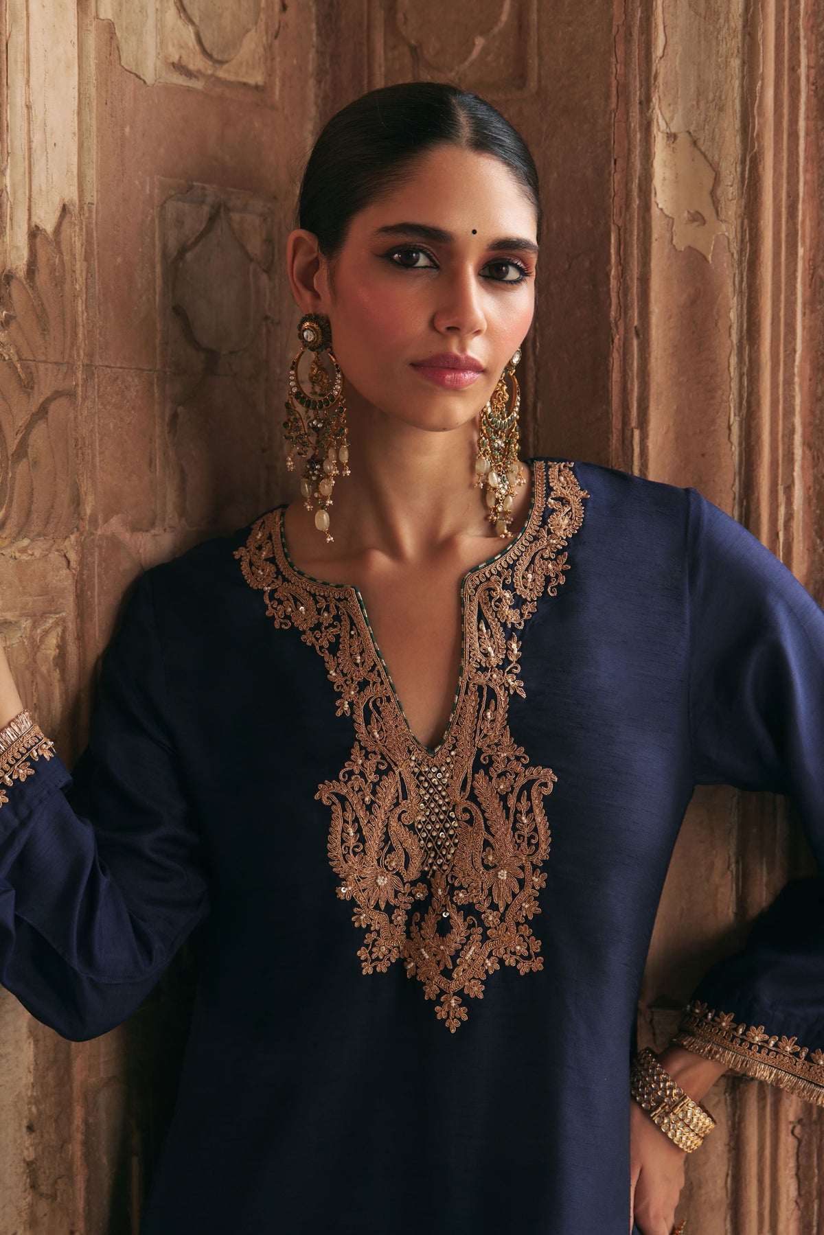 Amaya - Deep Blue Long Kaftan With Salwar