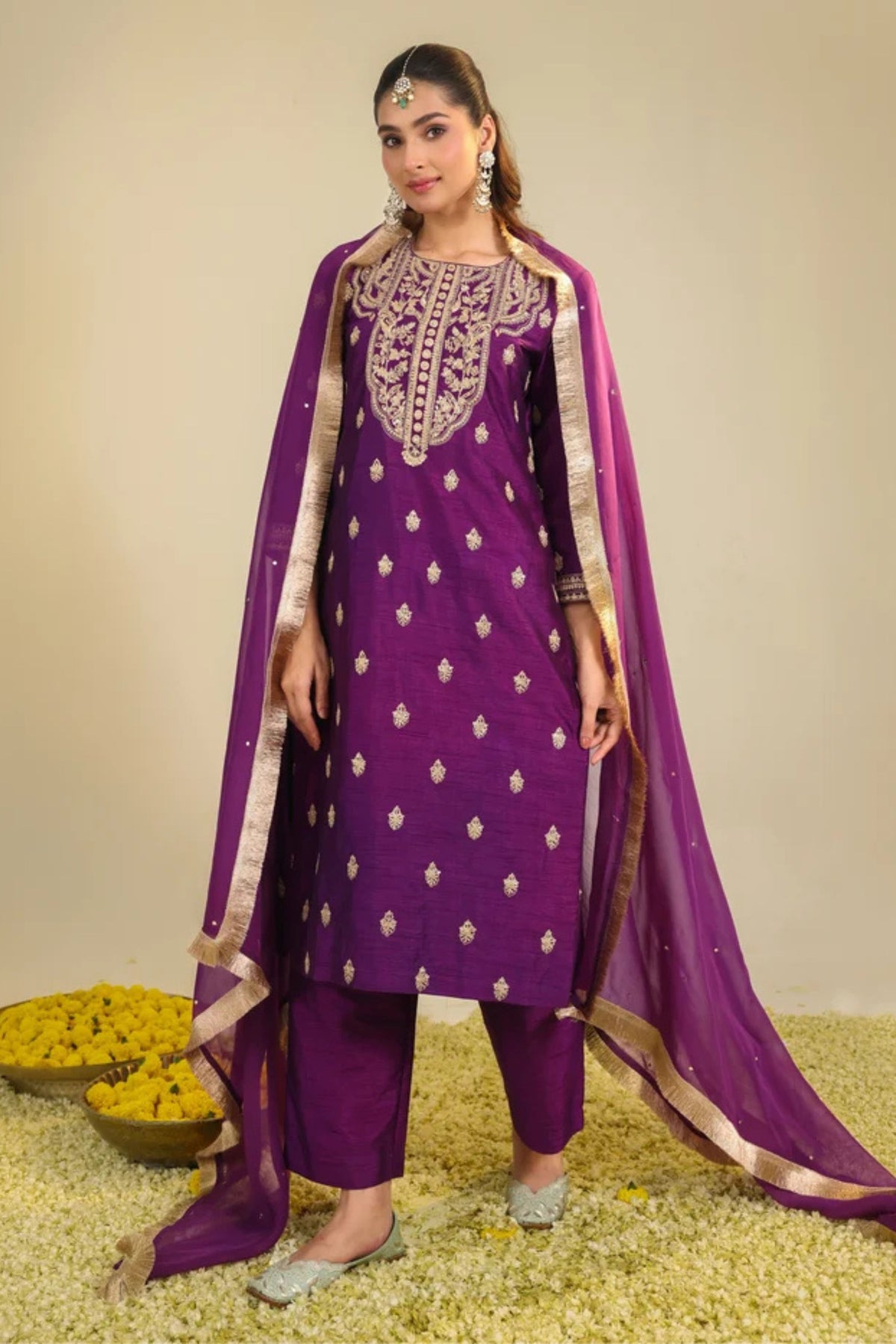 Purple Muktalif Kurta Set