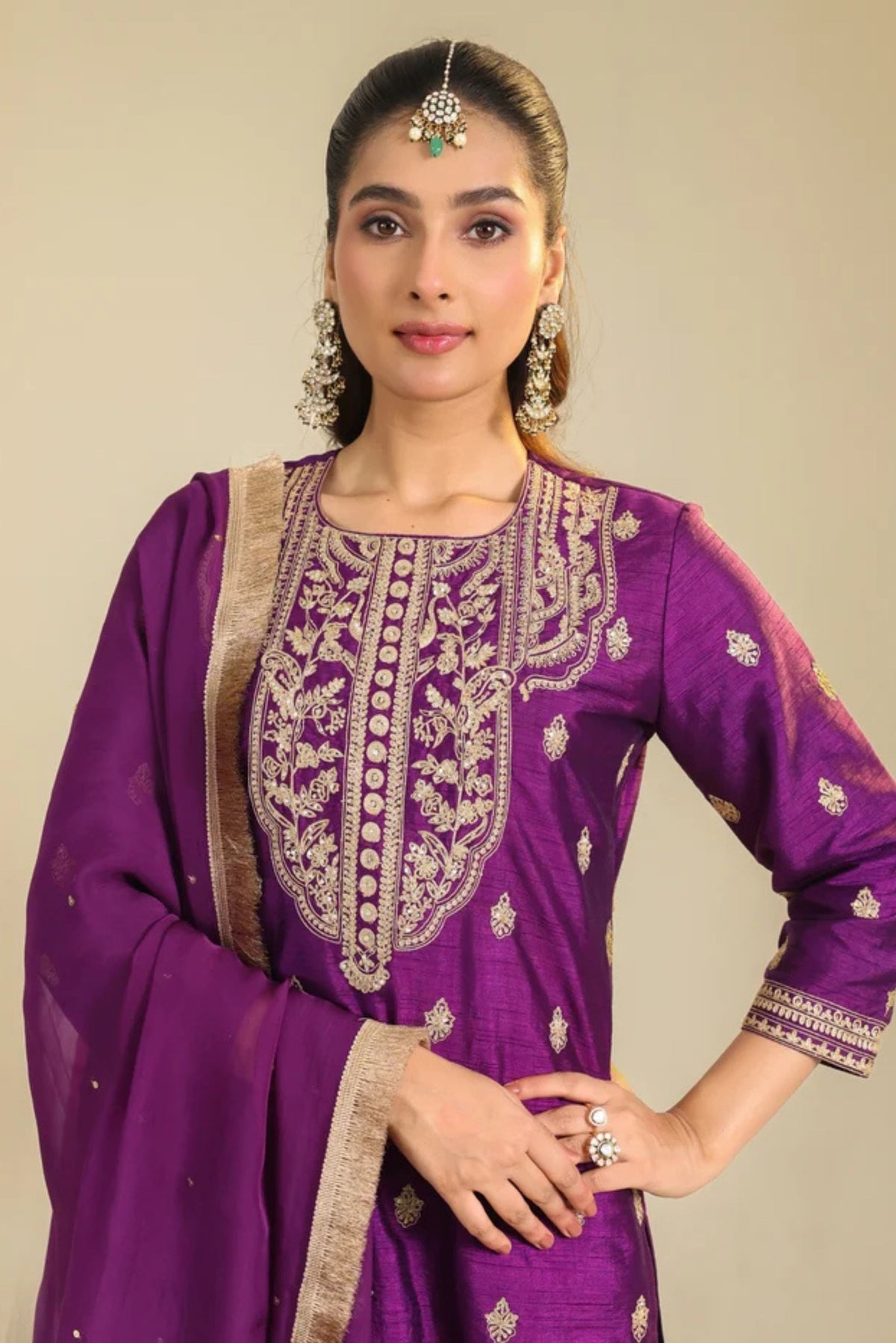 Purple Muktalif Kurta Set