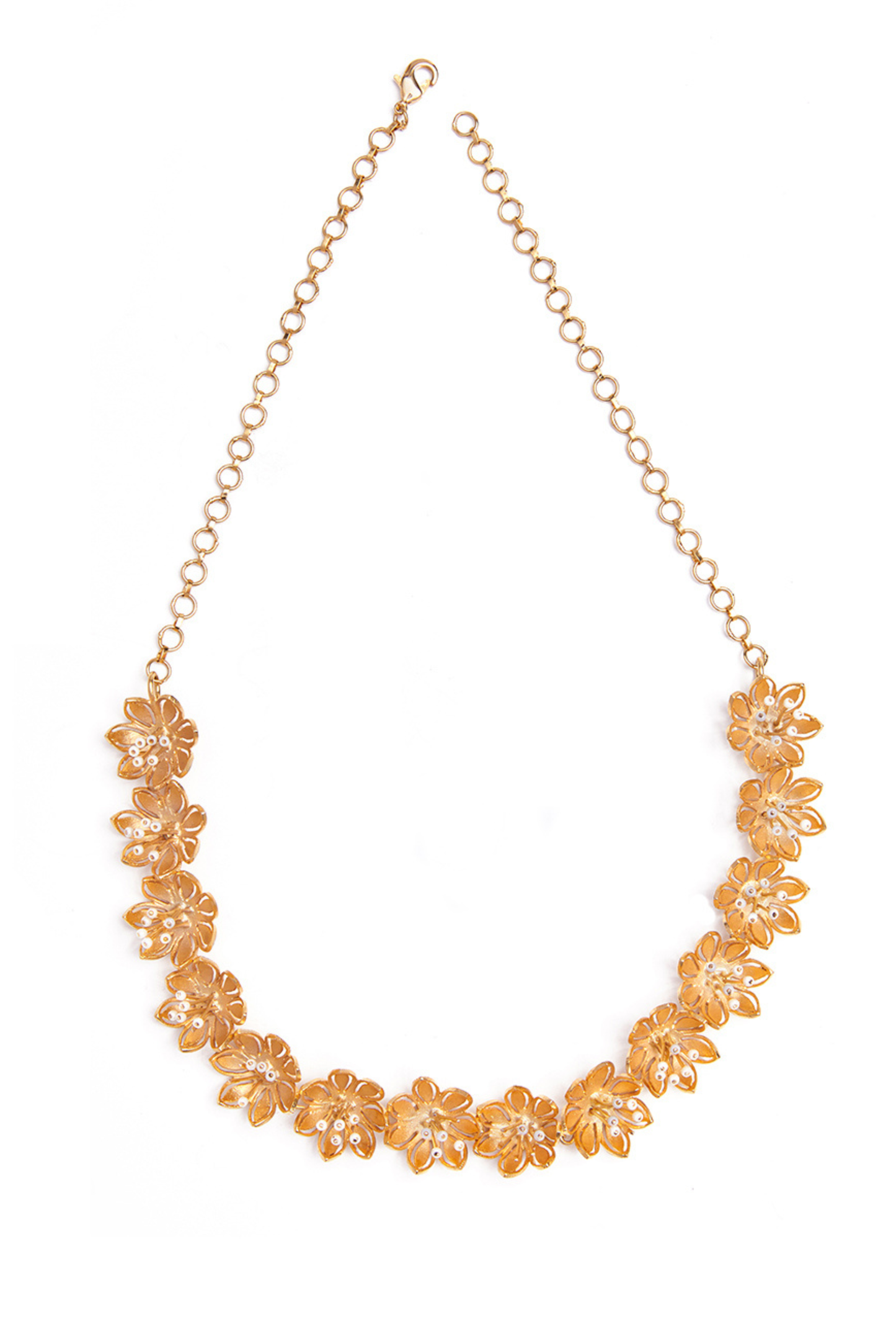 Pearly Golden Flower Necklace