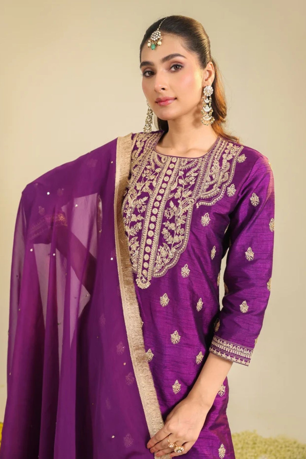 Purple Muktalif Kurta Set