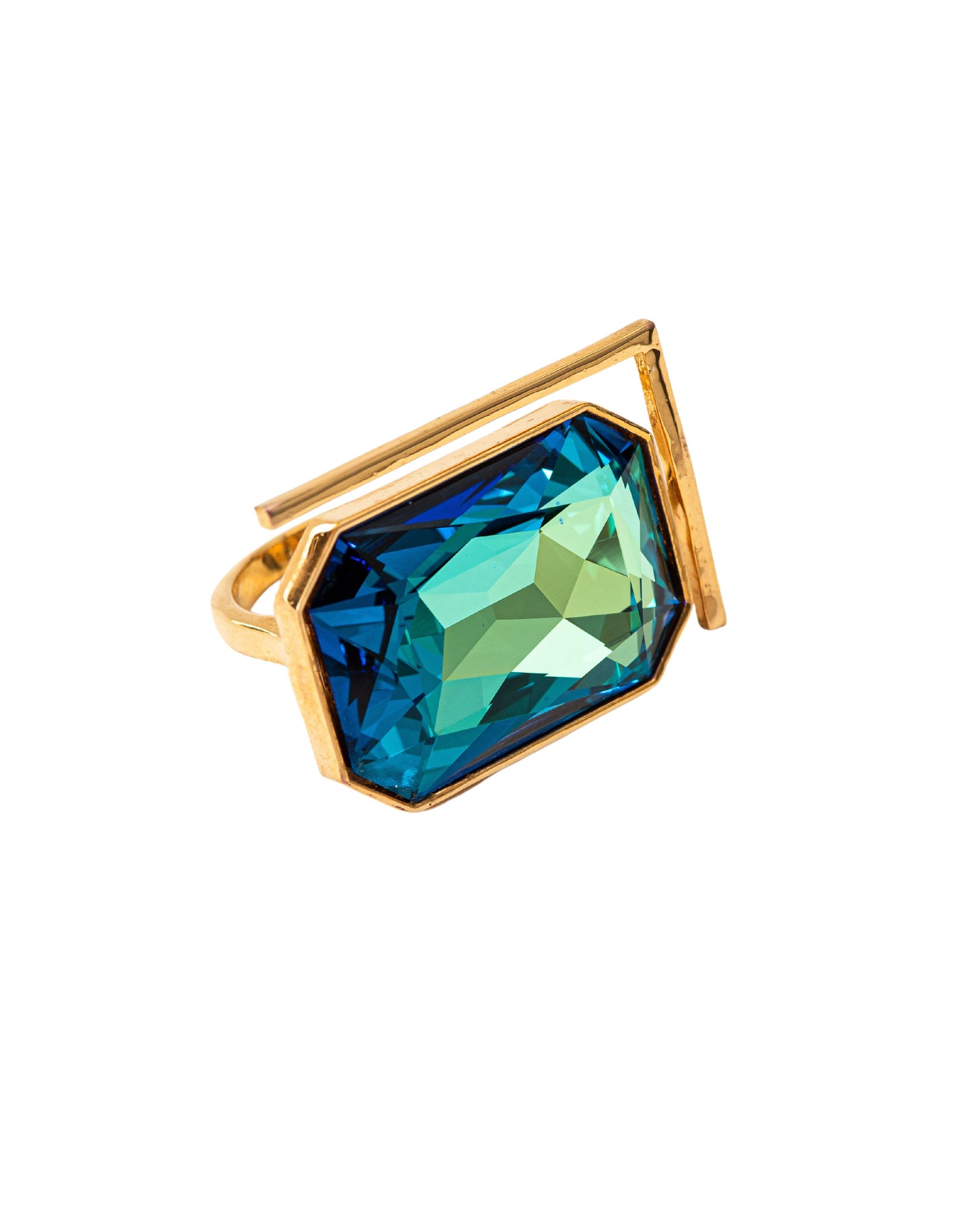 RADIANCE COCKTAIL RING - PEACOCK BLUE