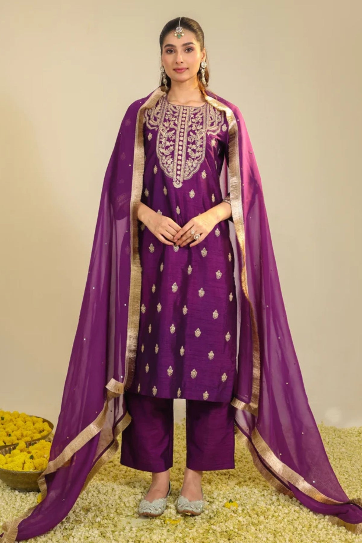 Purple Muktalif Kurta Set