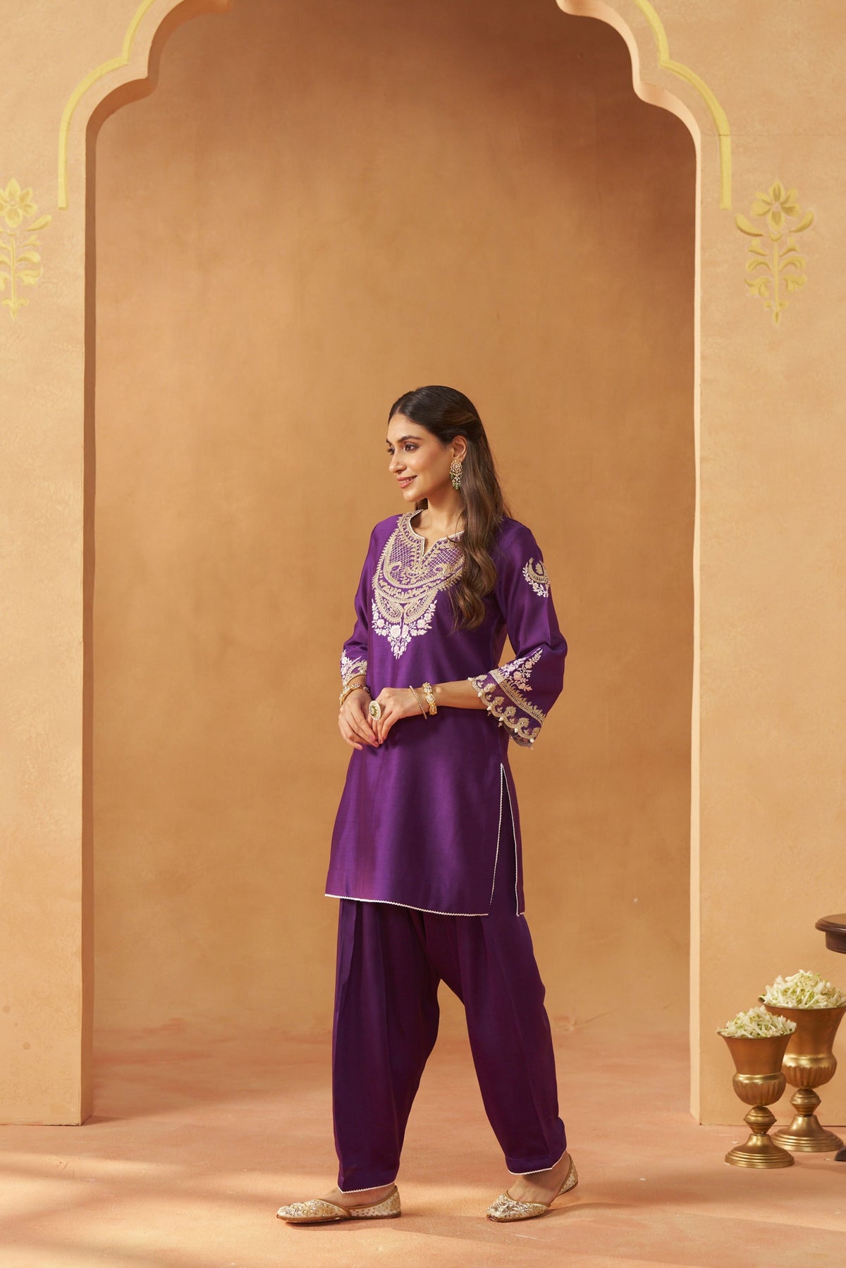 Ashira - Deep Purple Short Kurta With Salwar
