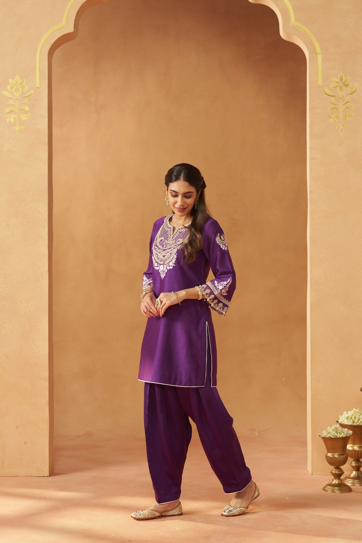 Ashira - Deep Purple Short Kurta With Salwar
