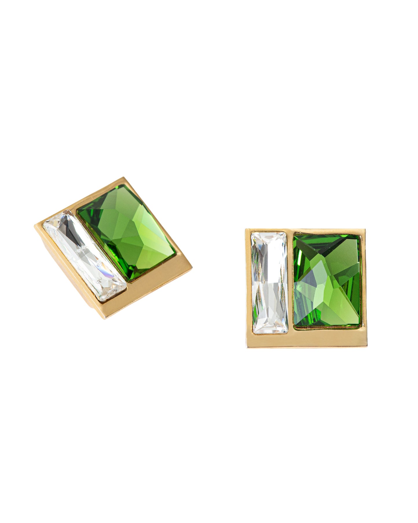 FUSION CRYSTAL EARRING - FERN & WHITE