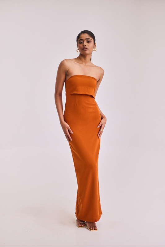 Rust Midi Tube Dress with Bolero