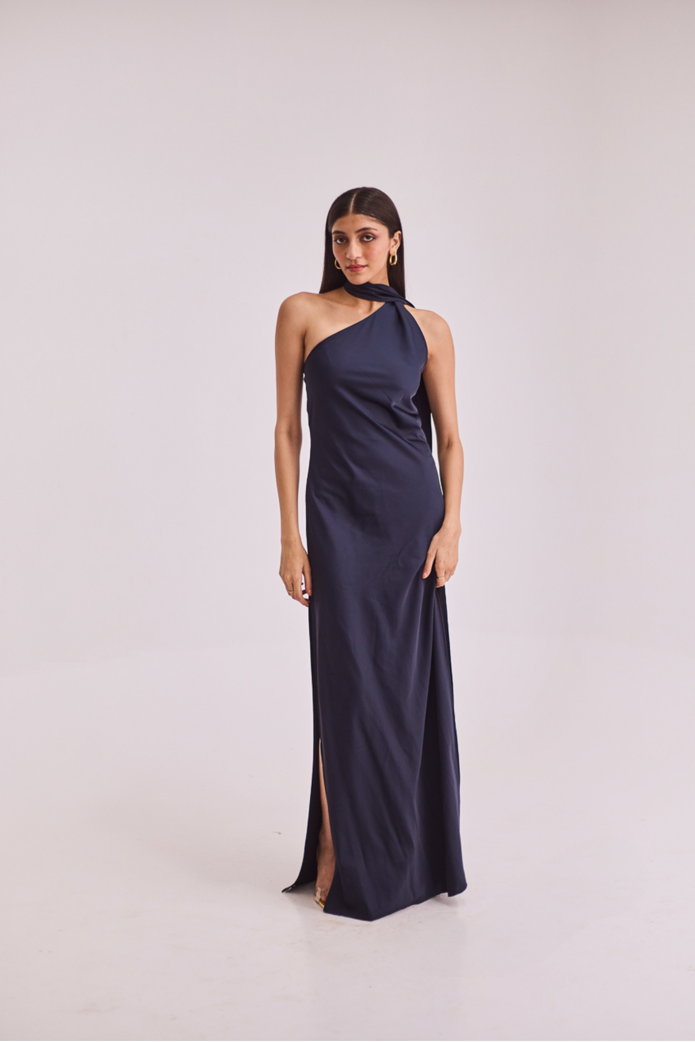 Blue Maxi Dress with Scarf Style
