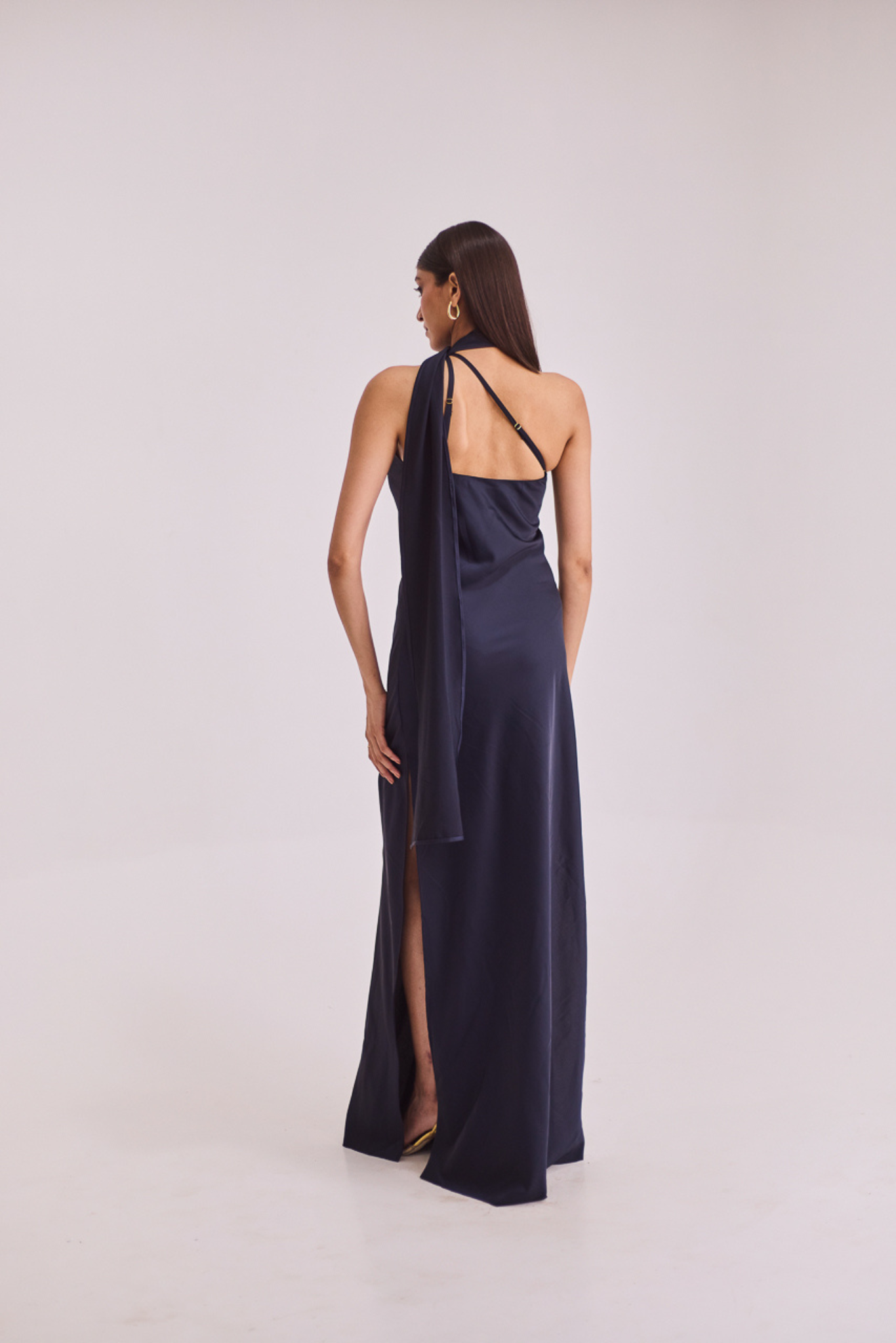 Blue Maxi Dress with Scarf Style