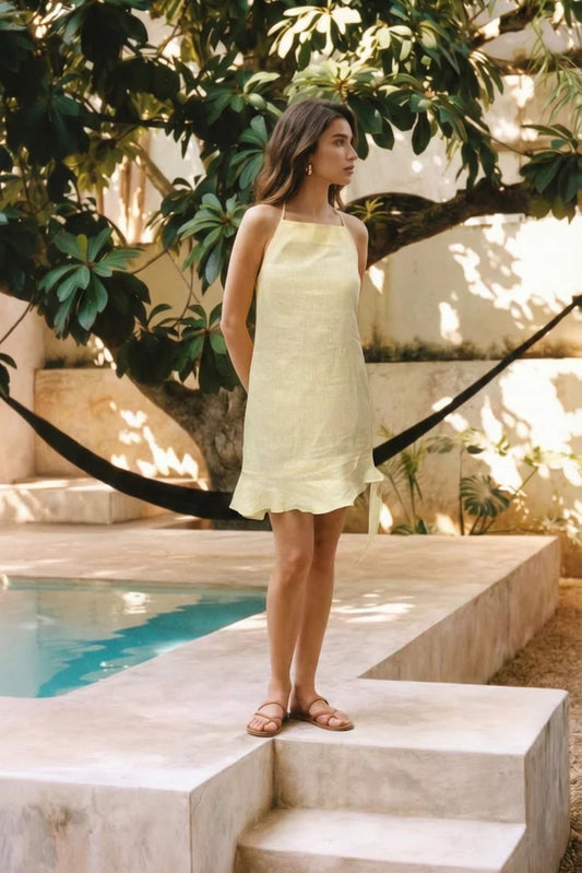 LEMON YELLOW SHORT DRESS