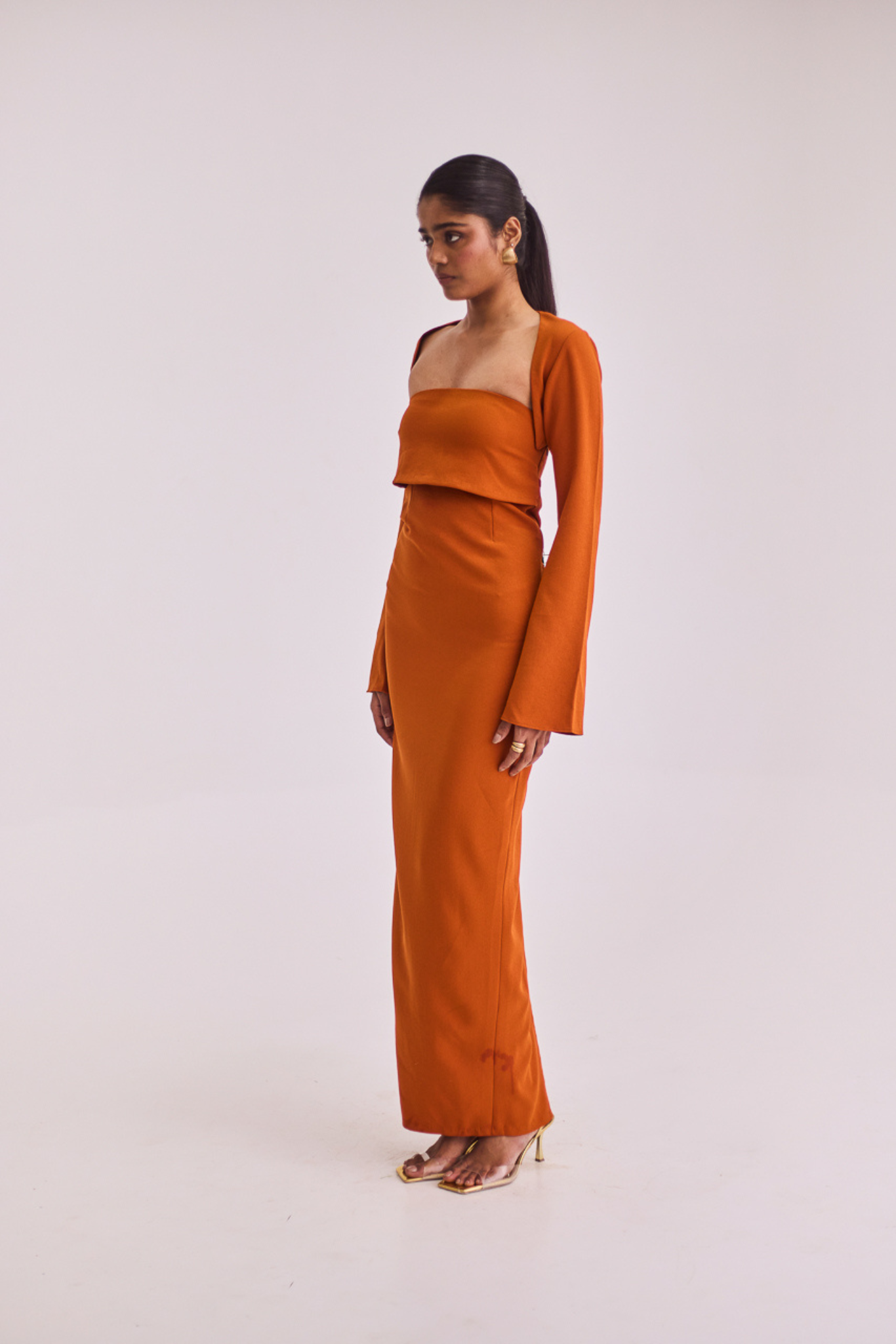 Rust Midi Tube Dress with Bolero