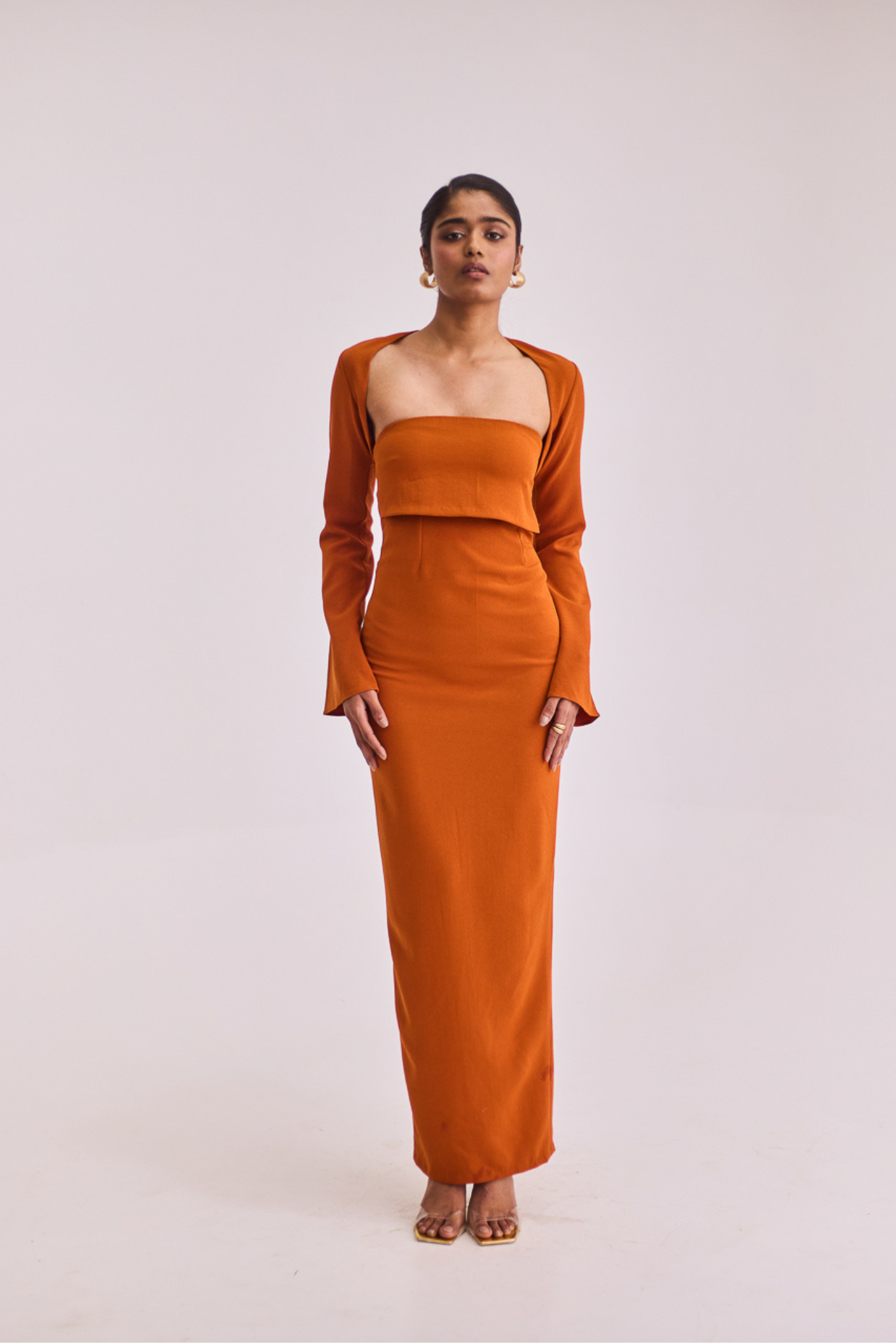 Rust Midi Tube Dress with Bolero